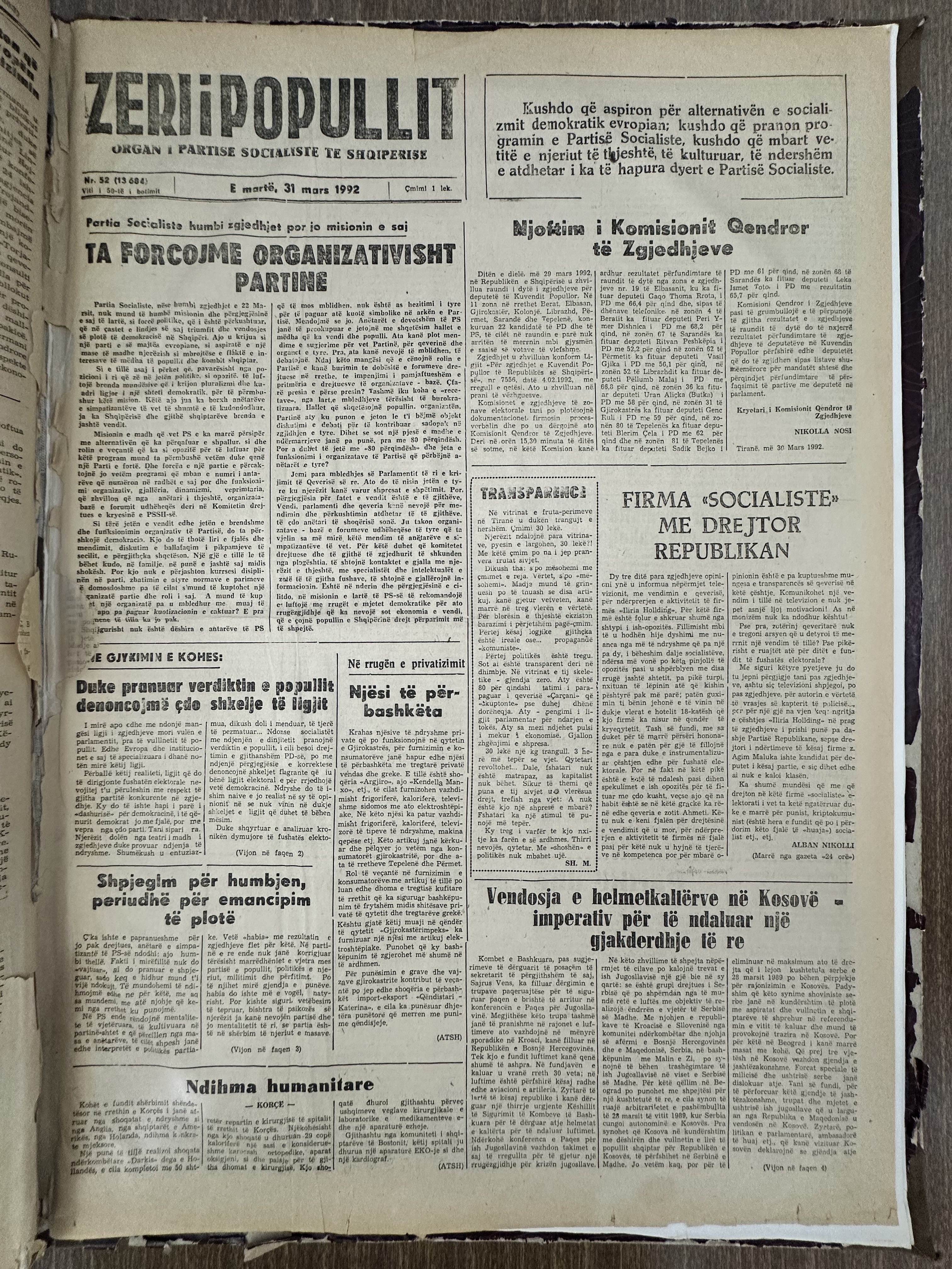 Zëri i Popullit 1992-03-31