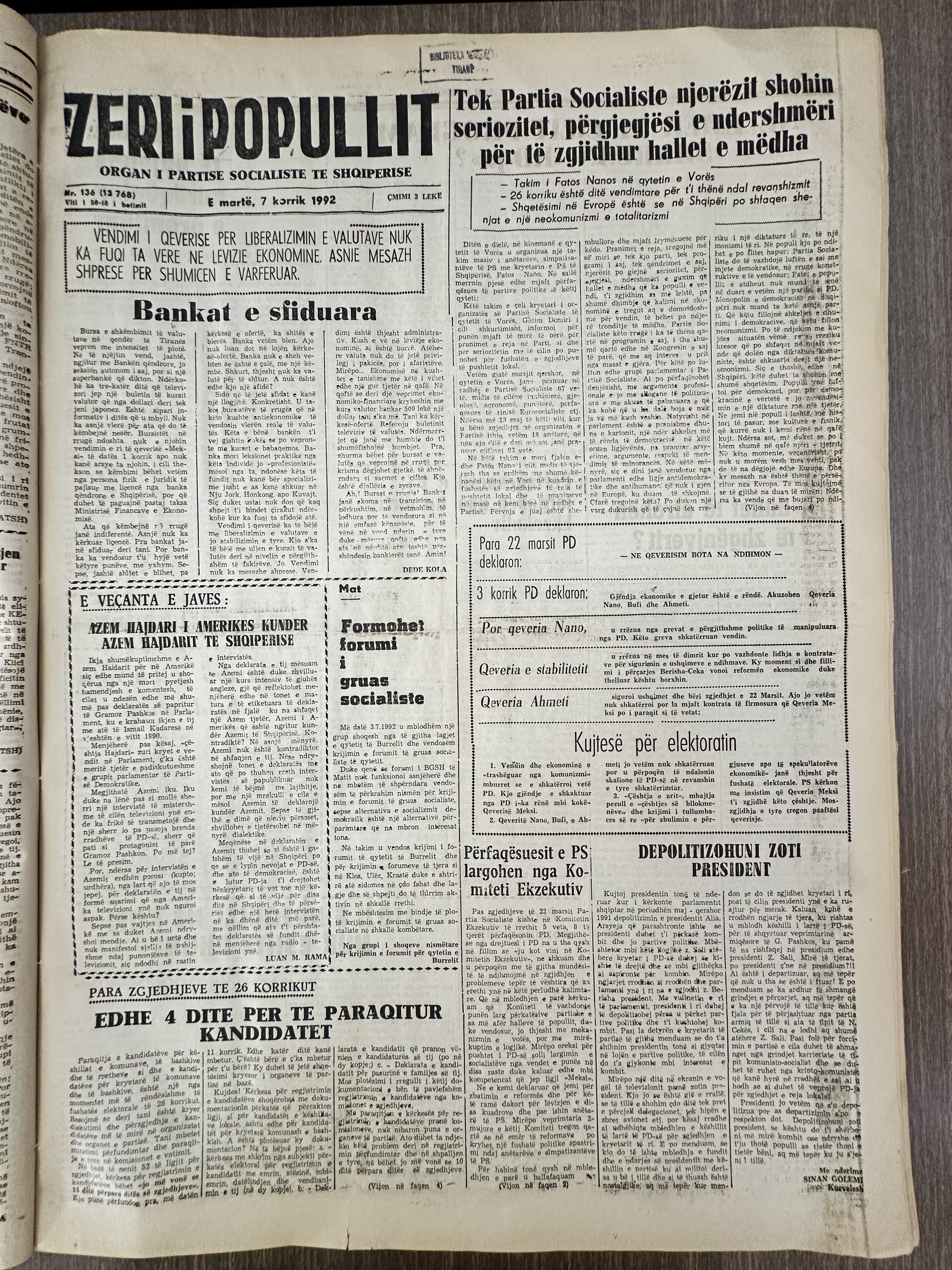 Zëri i Popullit 1992-07-07