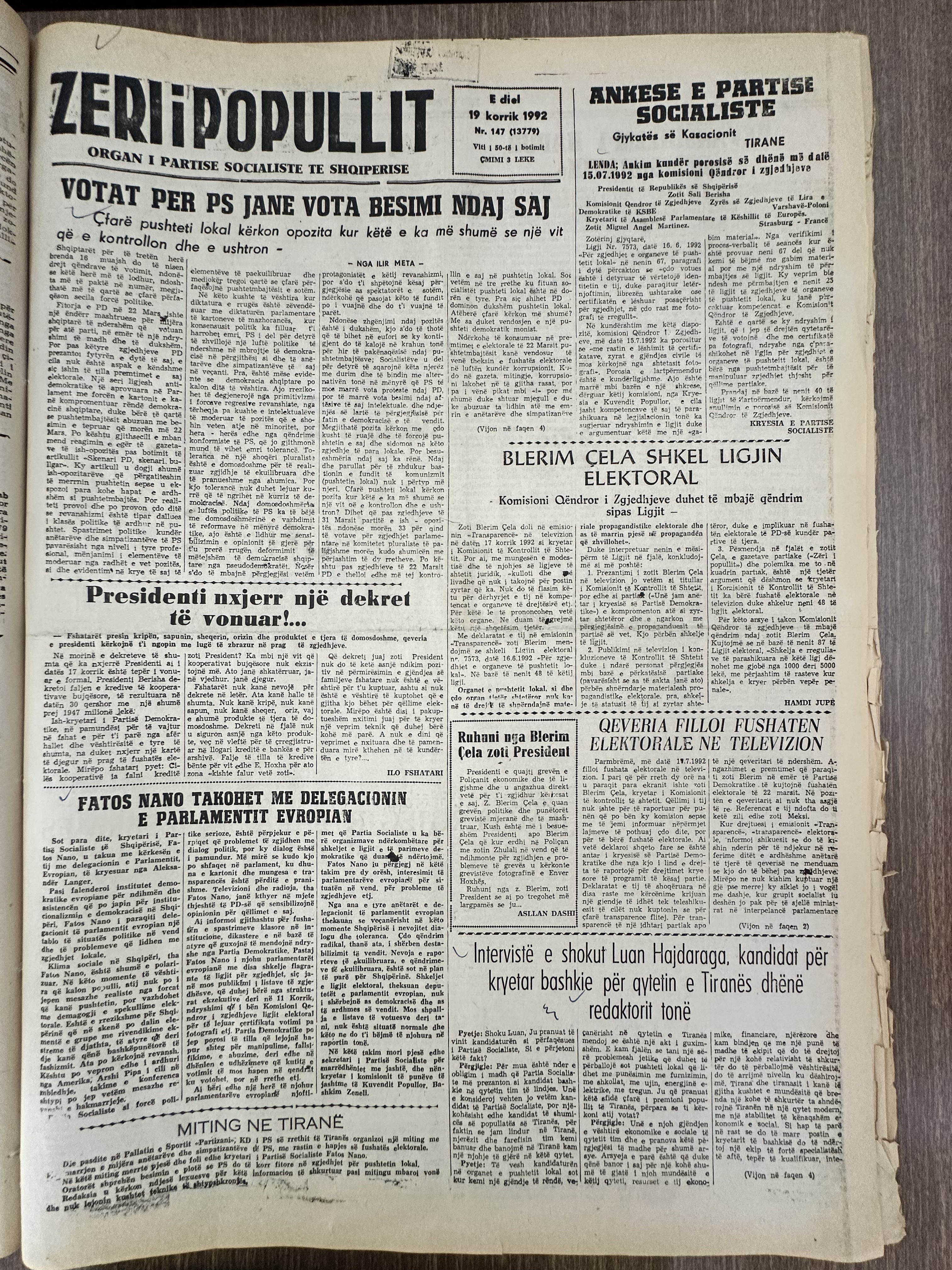 Zëri i Popullit 1992-07-19