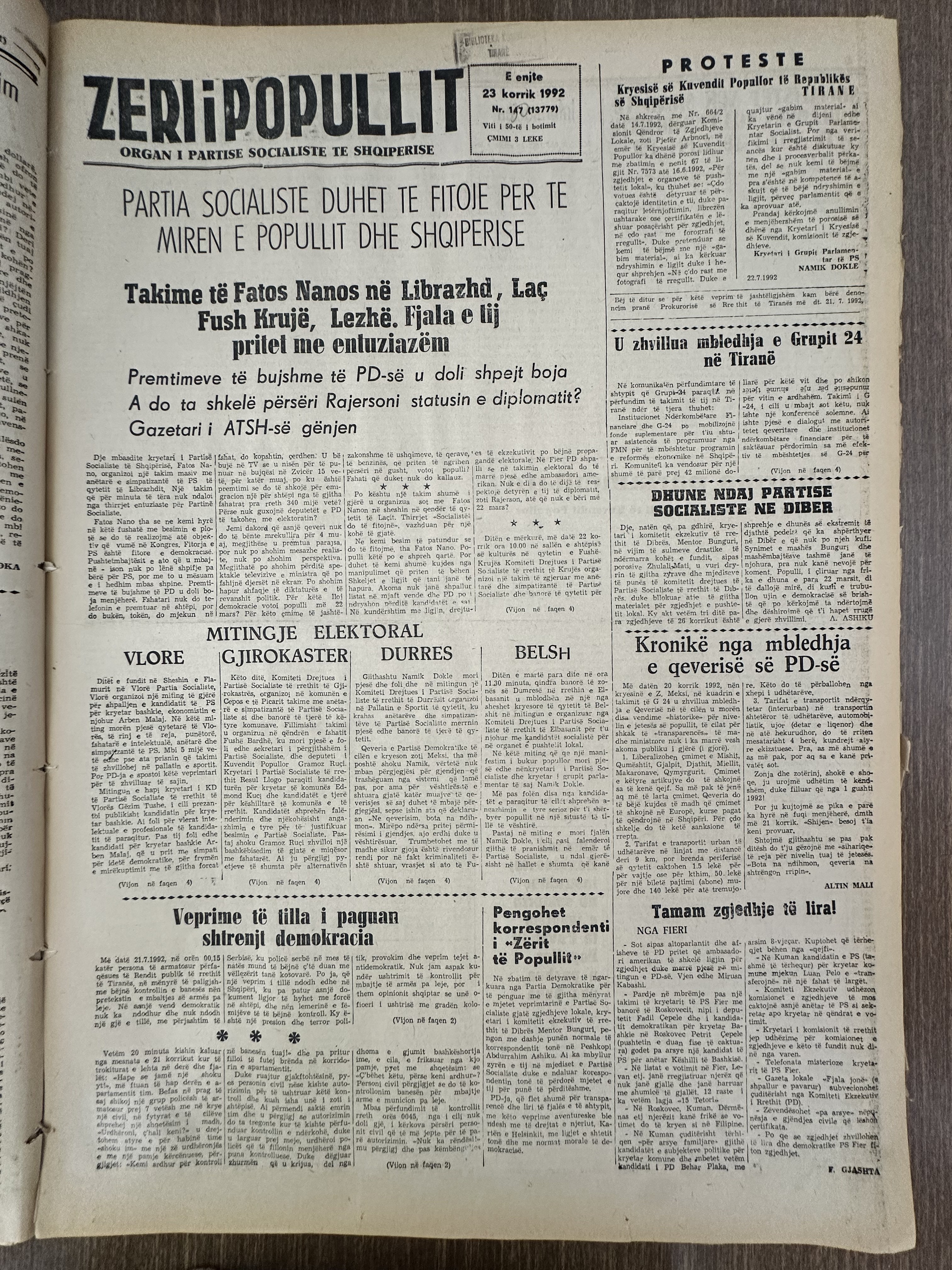Zëri i Popullit 1992-07-23