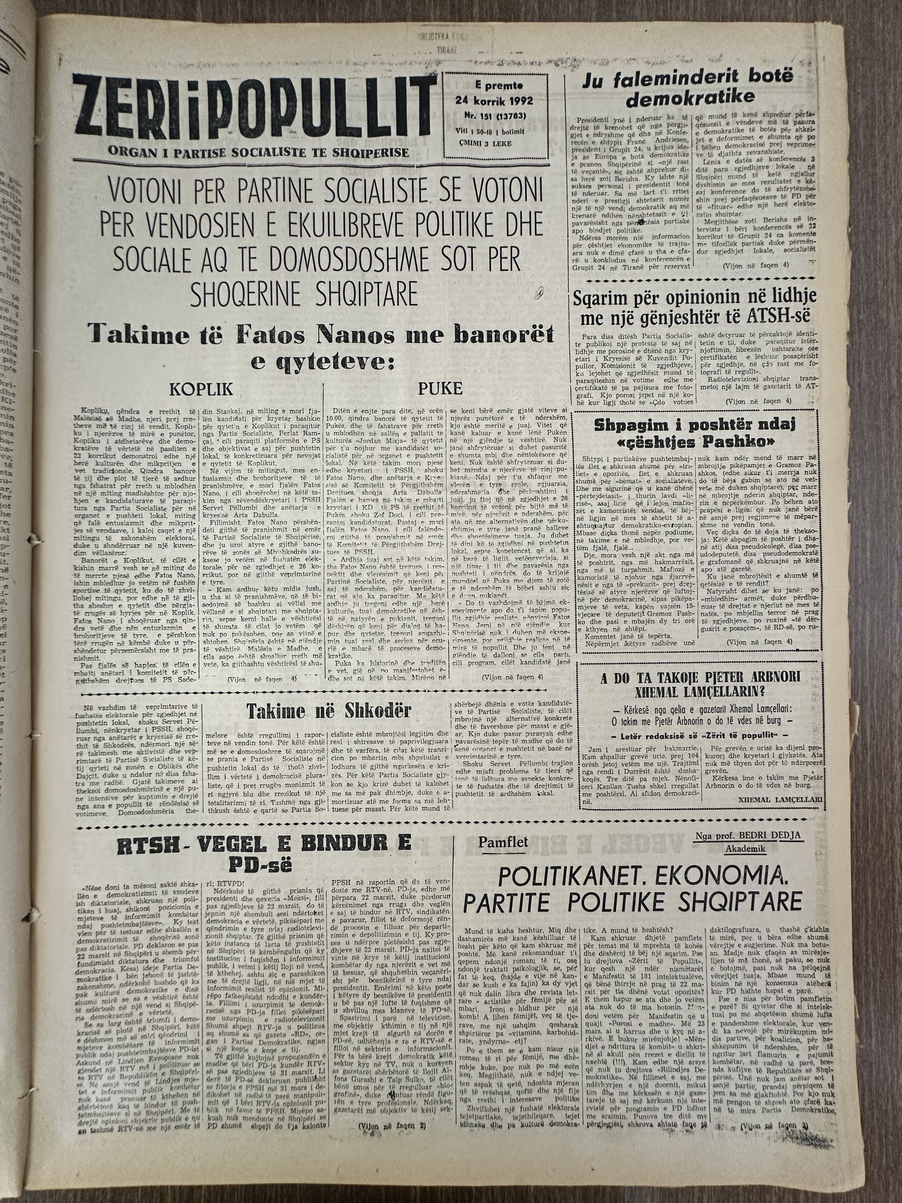 Zëri i Popullit 1992-07-24