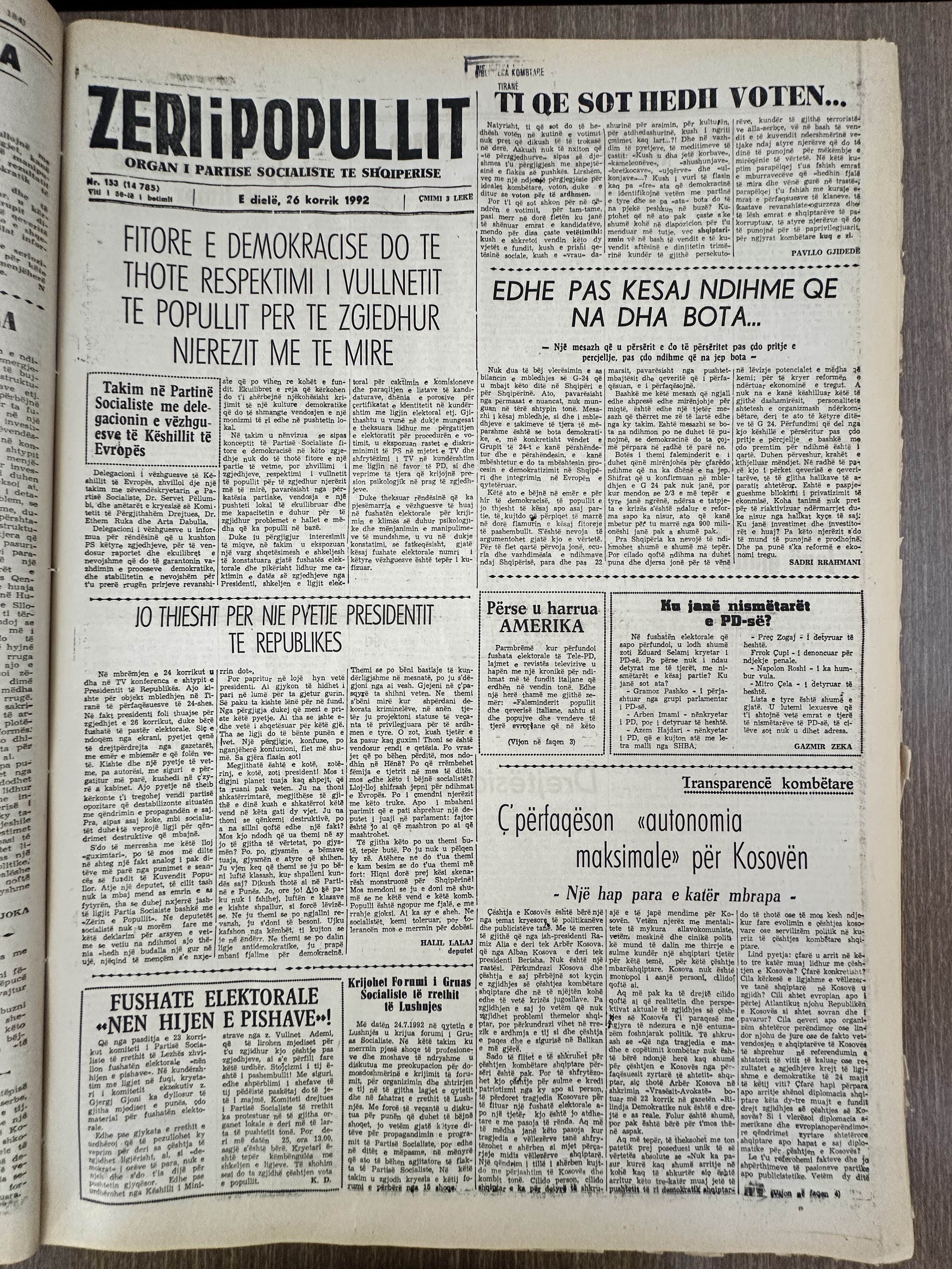 Zëri i Popullit 1992-07-26
