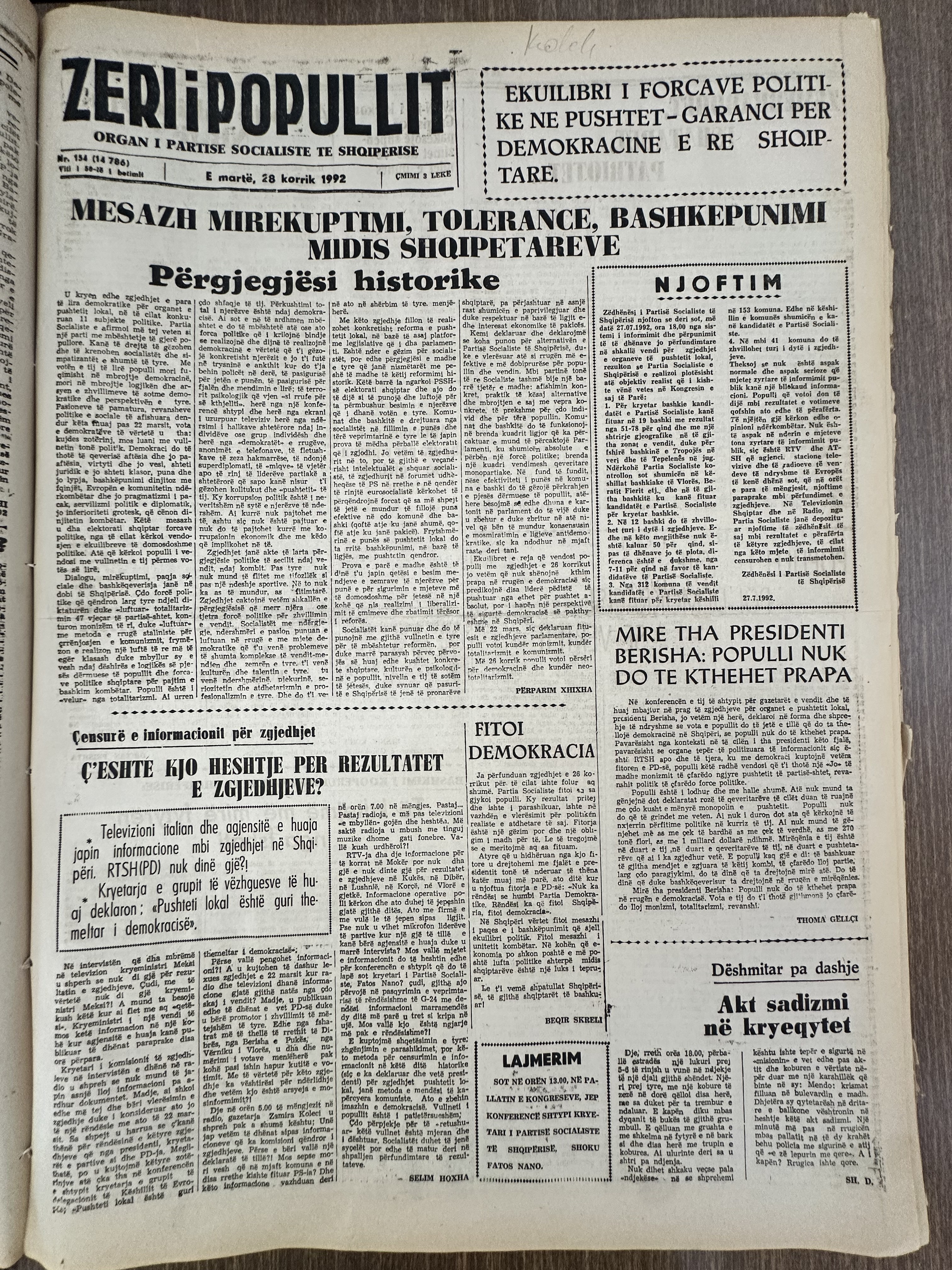 Zëri i Popullit 1992-07-28