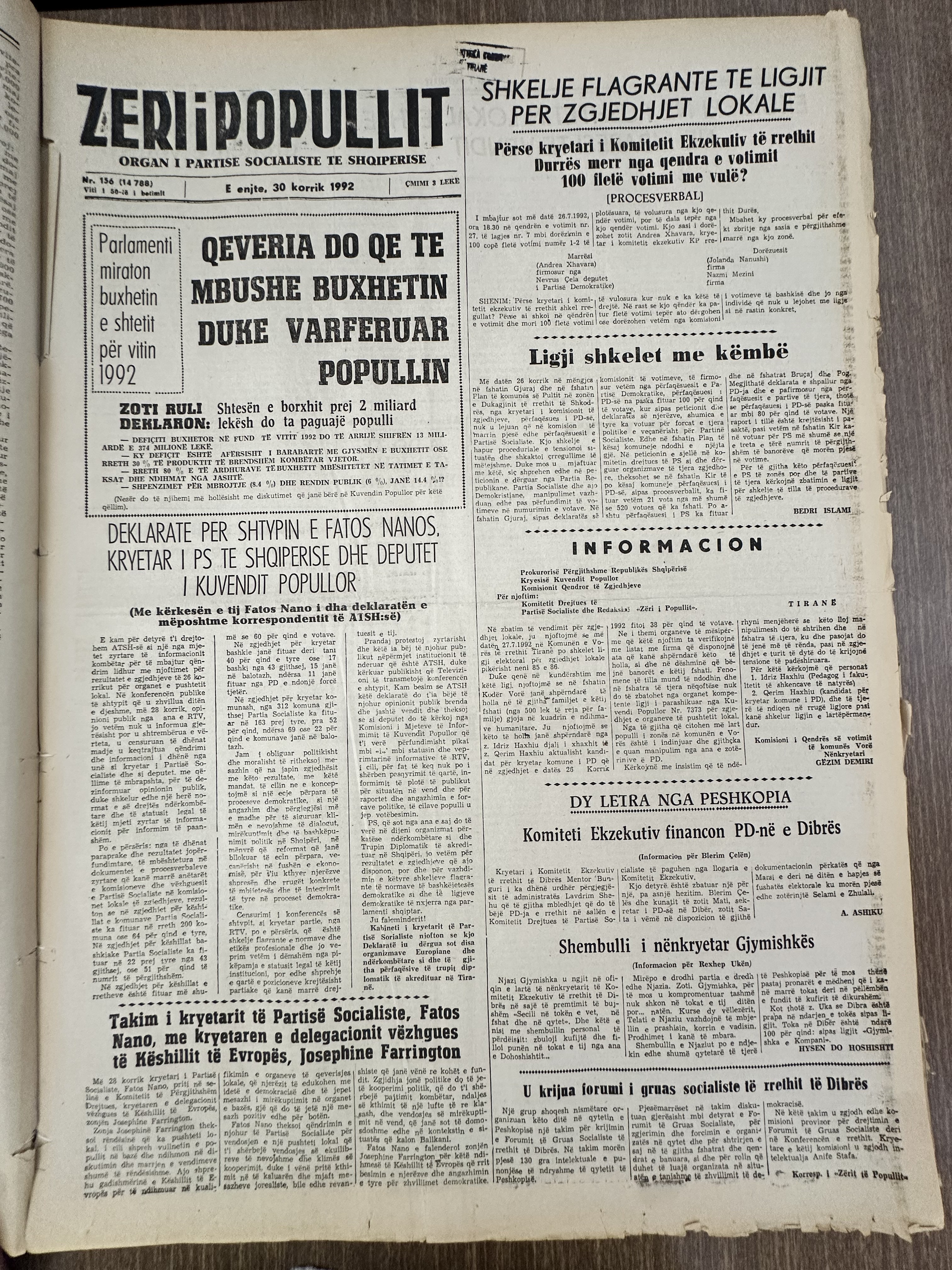 Zëri i Popullit 1992-07-30