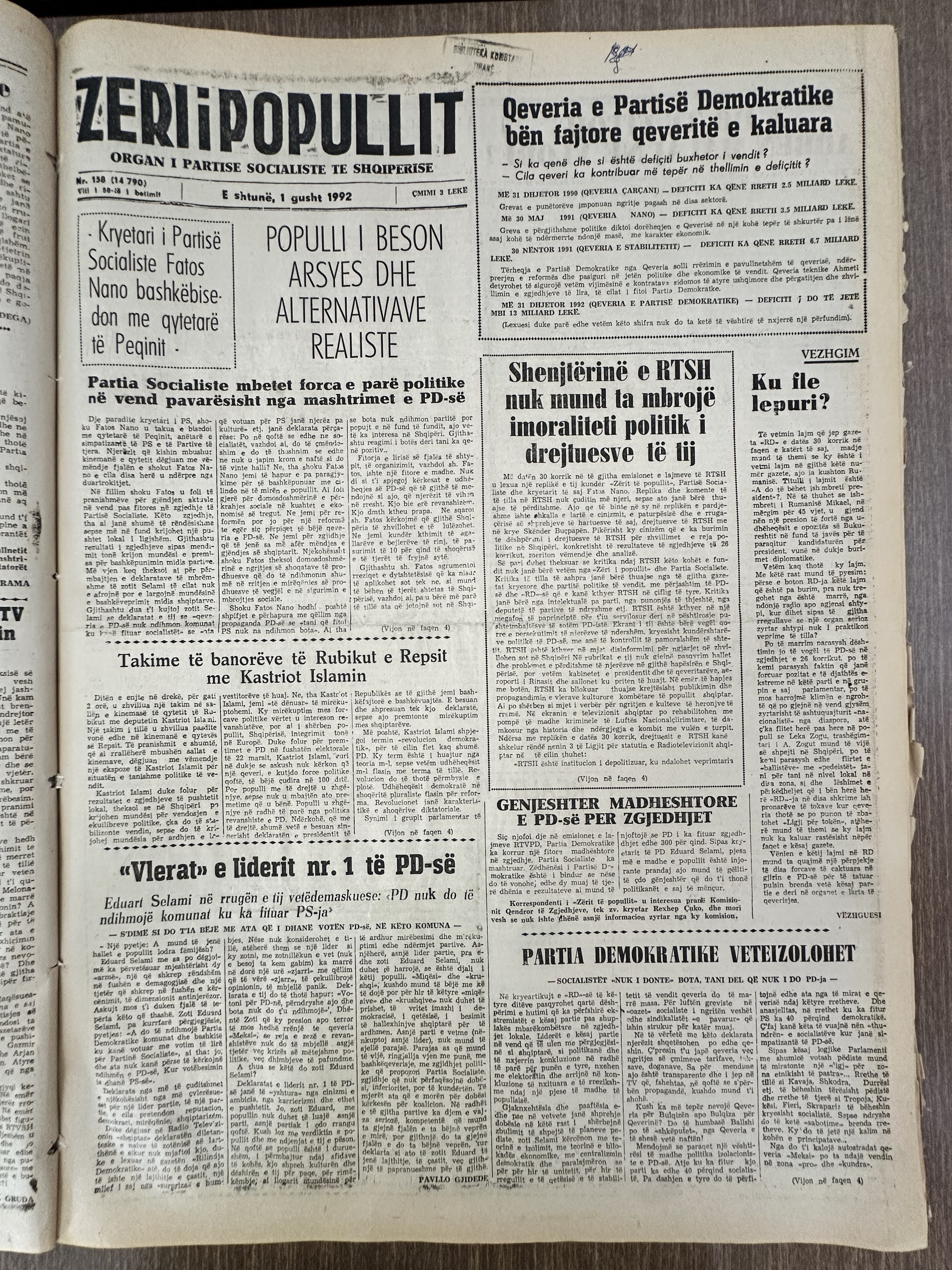 Zëri i Popullit 1992-08-01