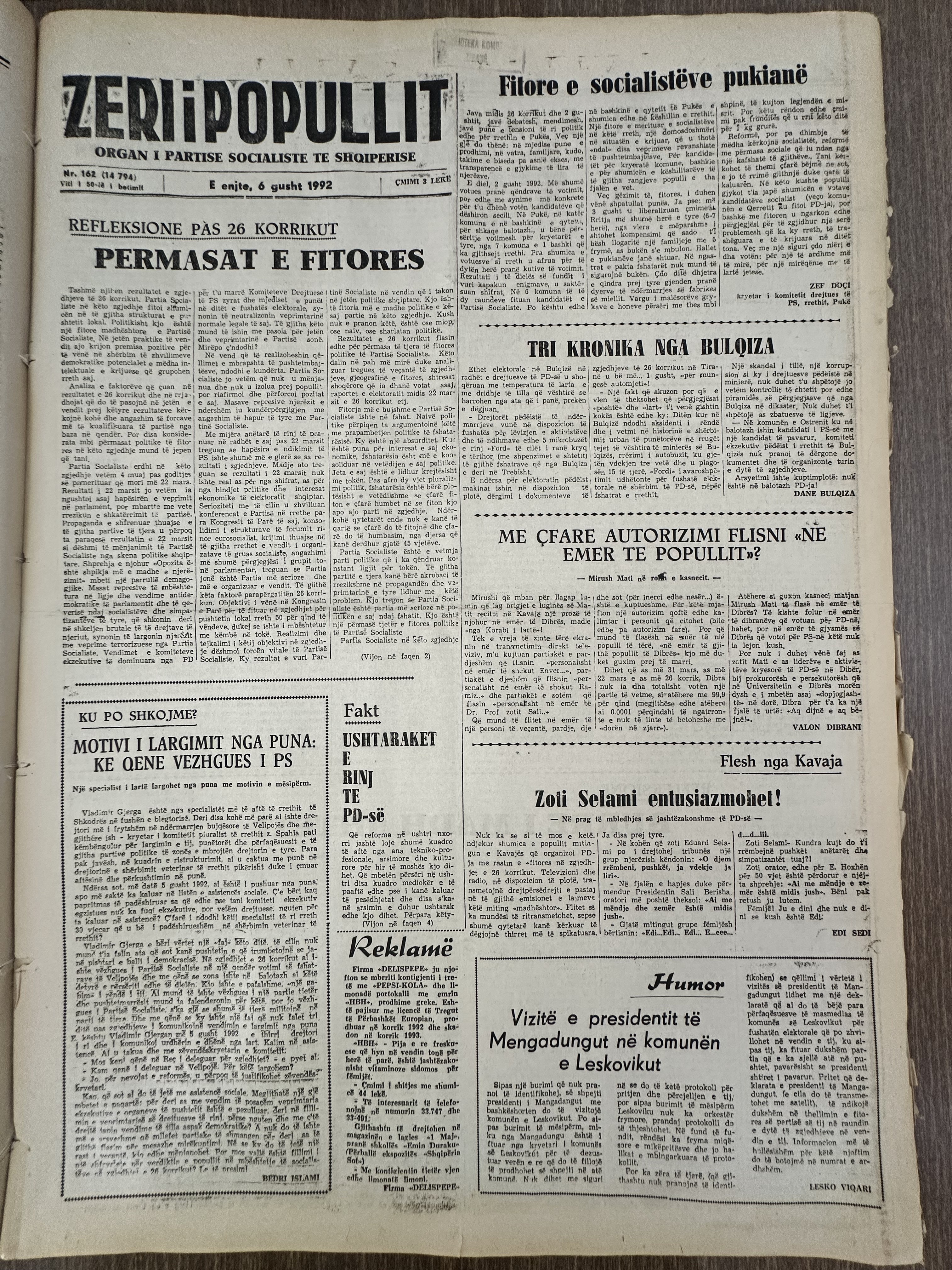 Zëri i Popullit 1992-08-06