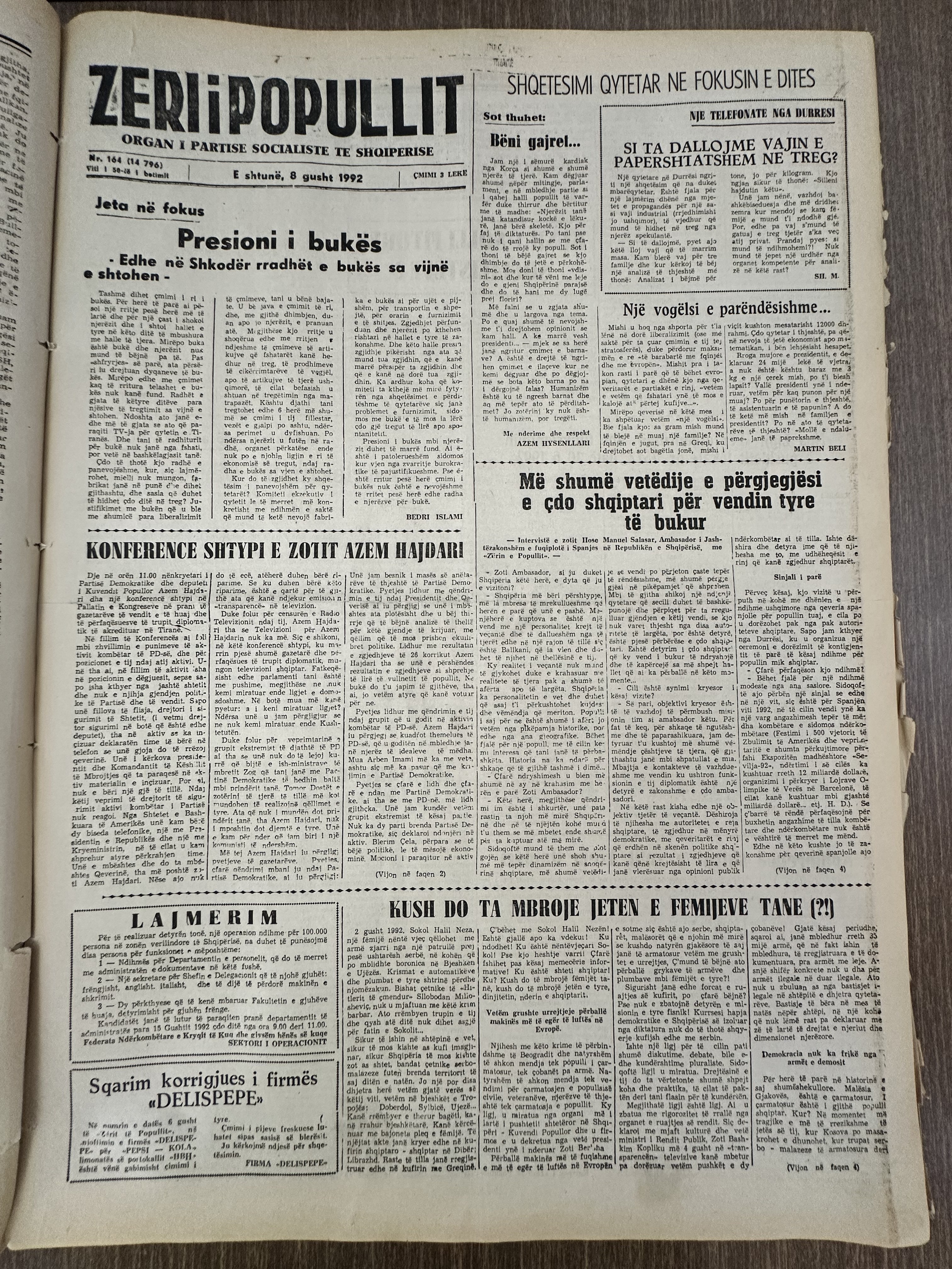 Zëri i Popullit 1992-08-08