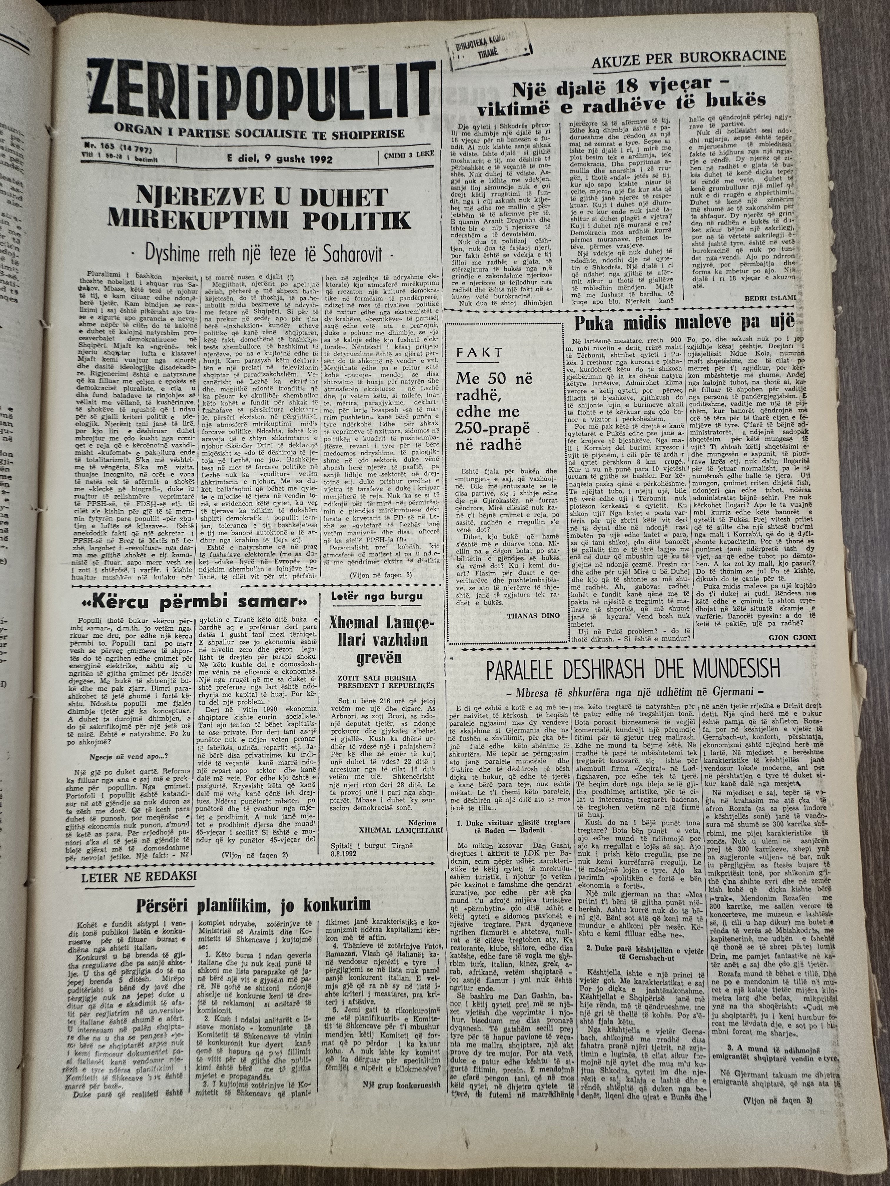Zëri i Popullit 1992-08-09