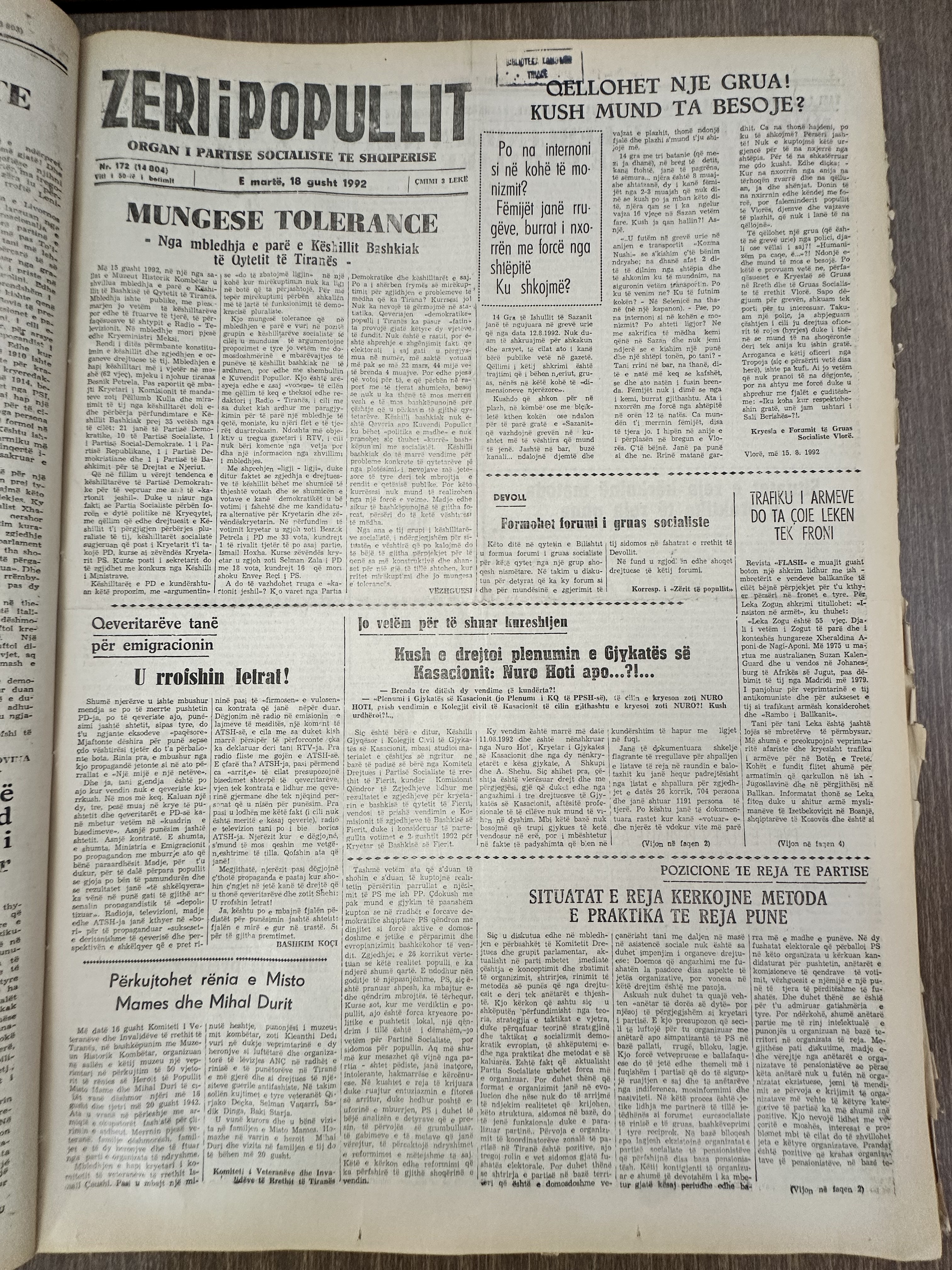Zëri i Popullit 1992-08-18