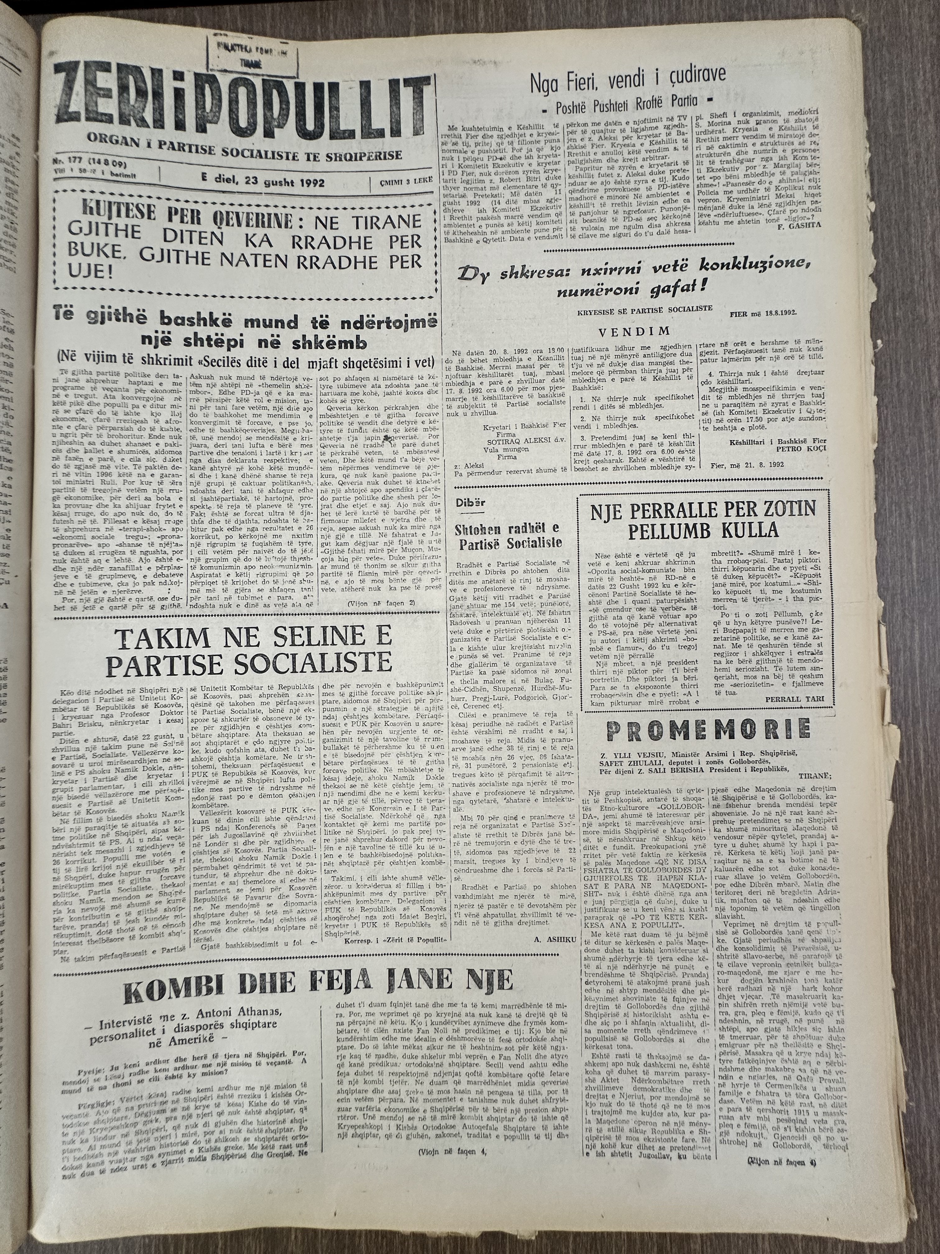 Zëri i Popullit 1992-08-23
