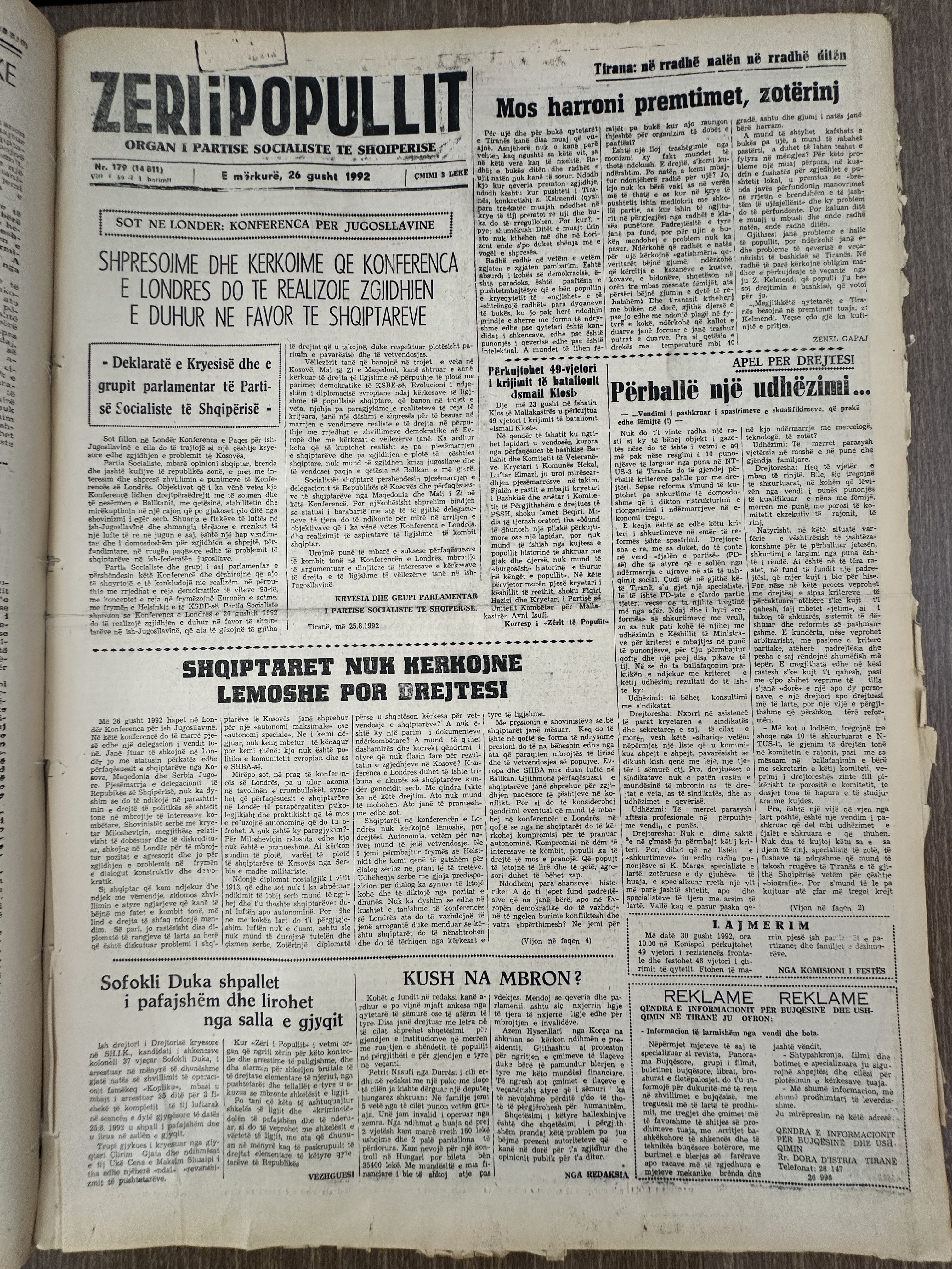 Zëri i Popullit 1992-08-26