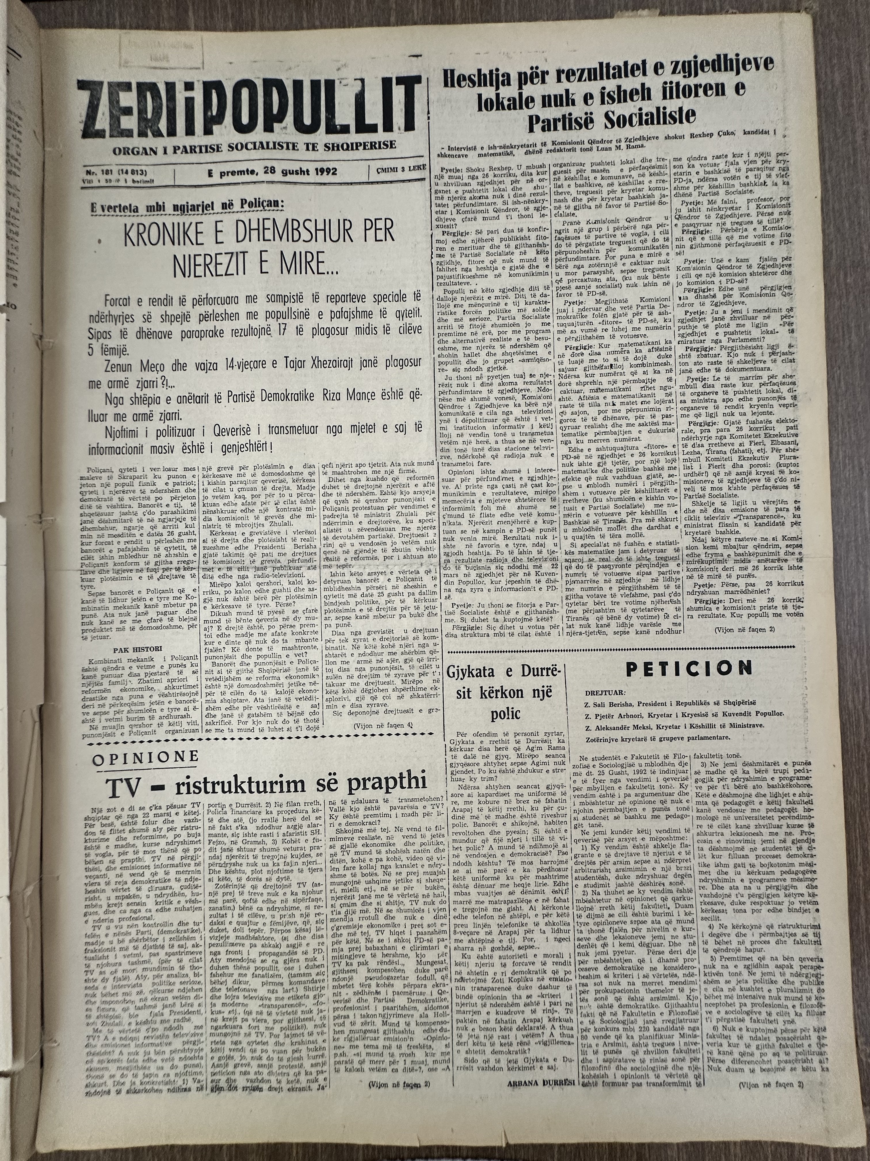 Zëri i Popullit 1992-08-28