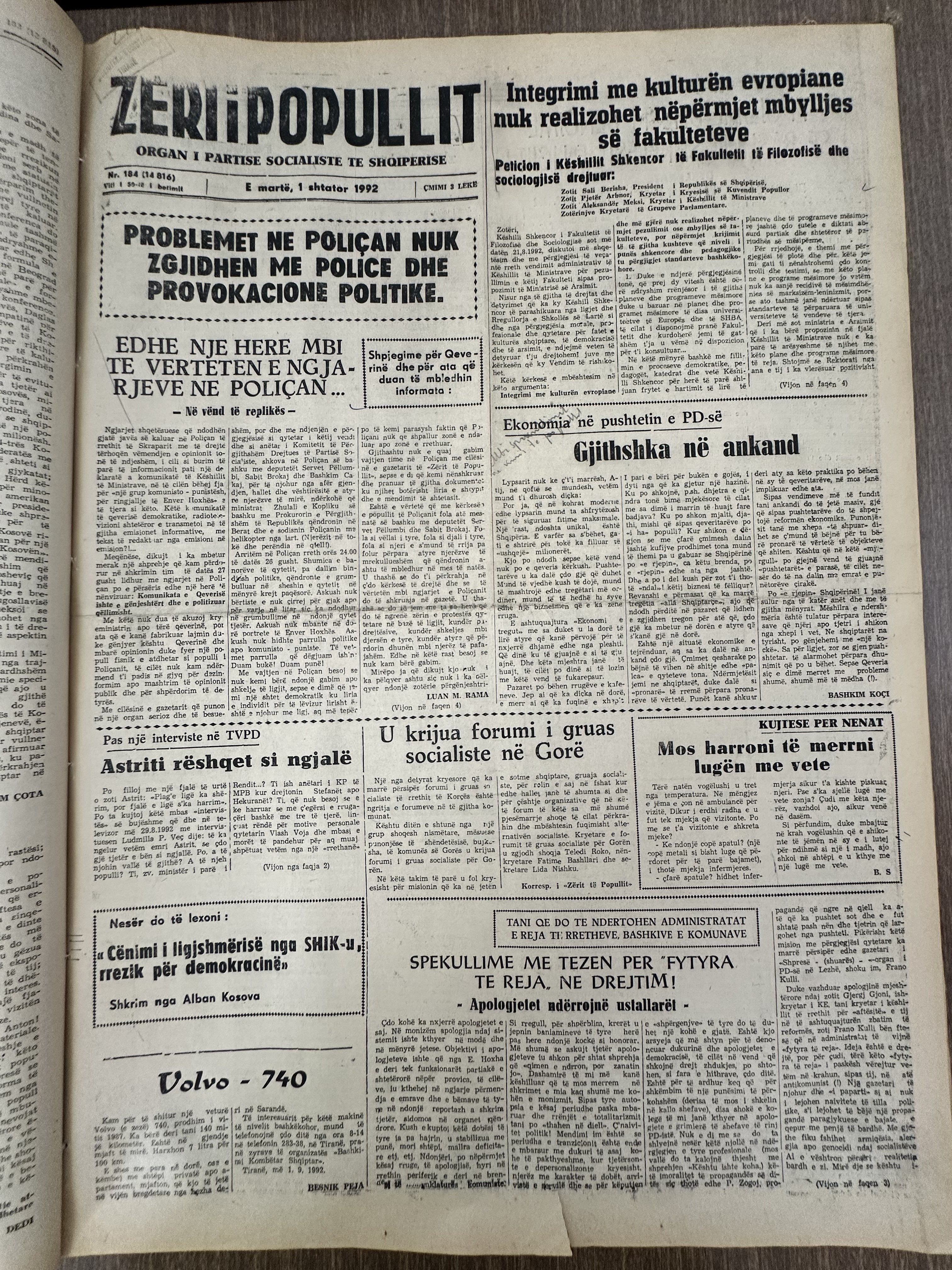 Zëri i Popullit 1992-09-01
