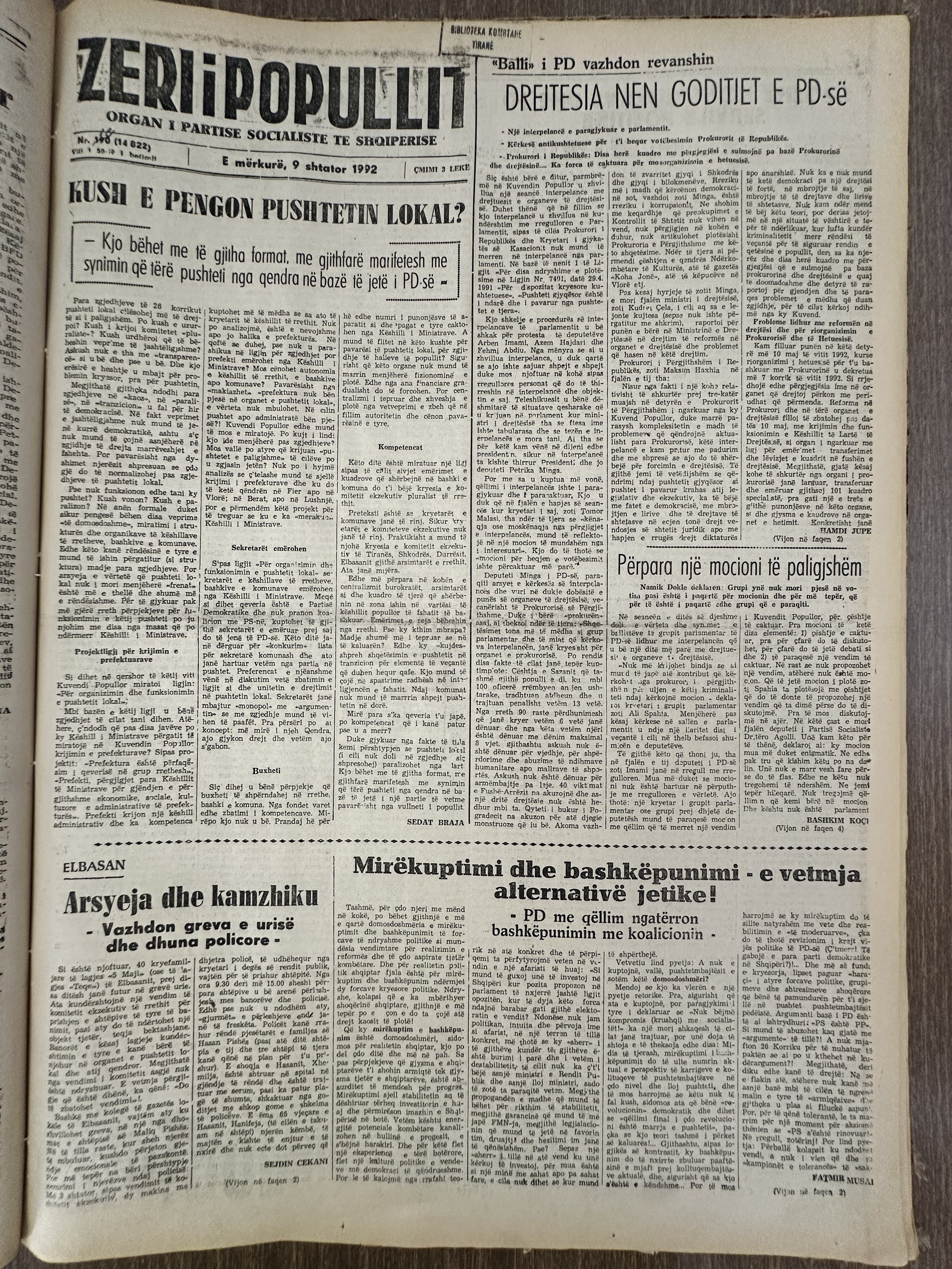 Zëri i Popullit 1992-09-09