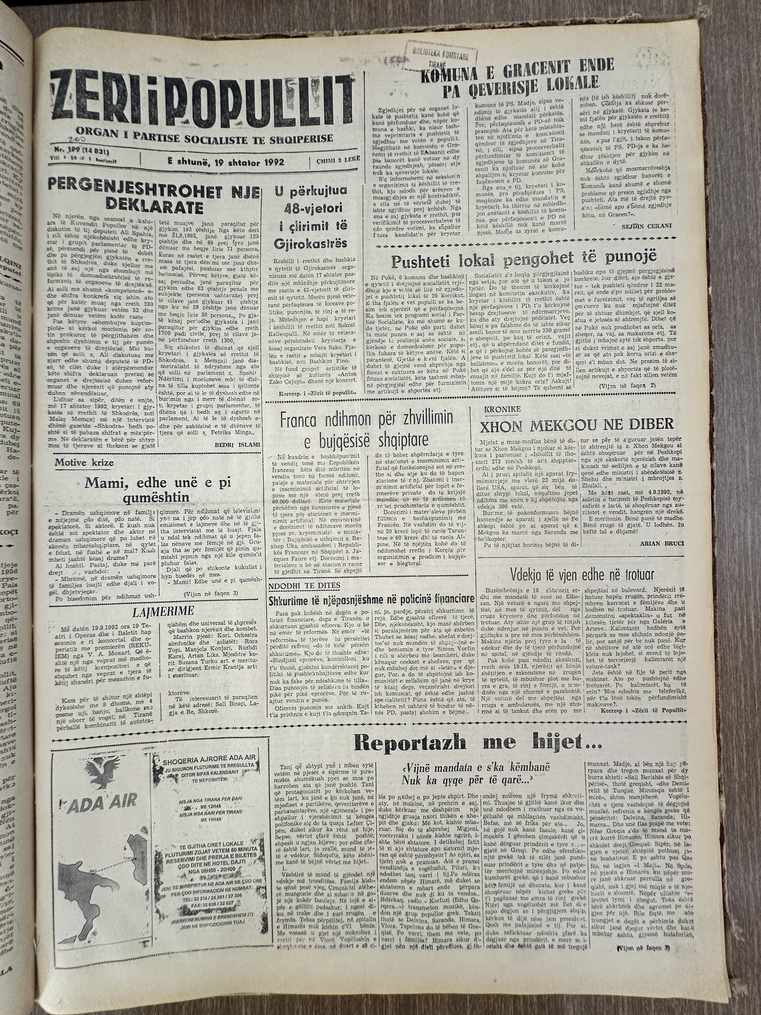 Zëri i Popullit 1992-09-19
