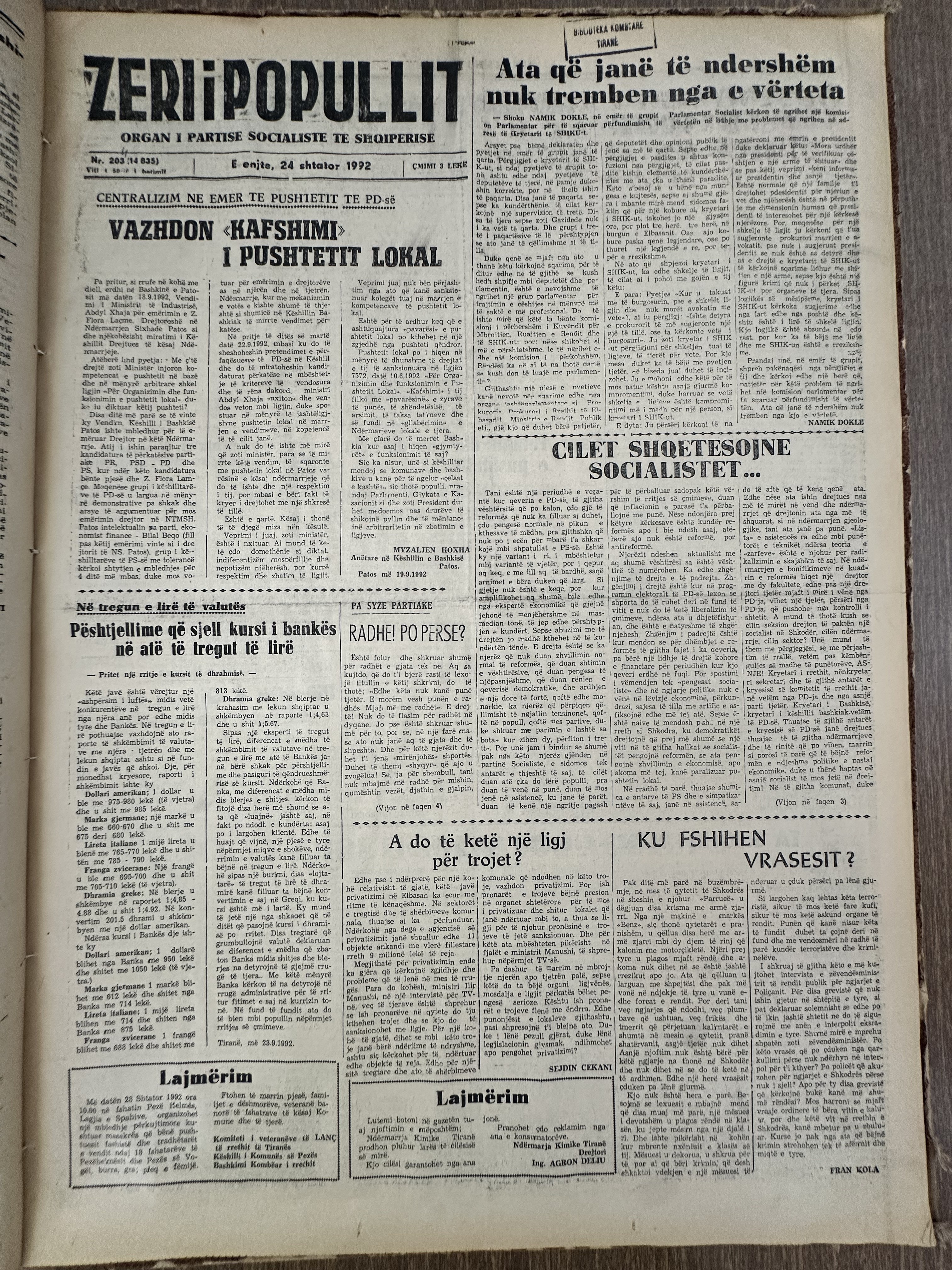 Zëri i Popullit 1992-09-24