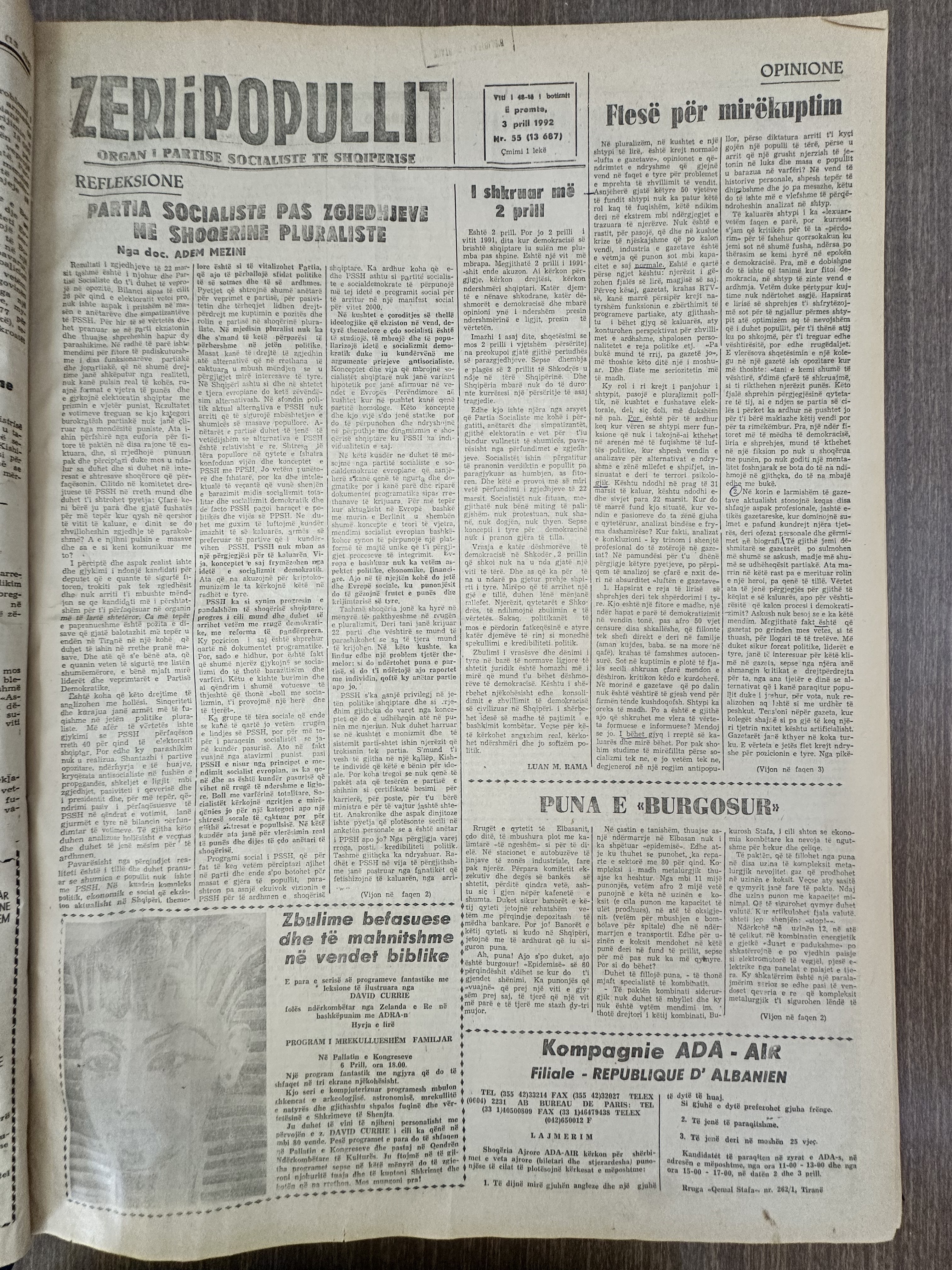 Zëri i Popullit 1992-04-03