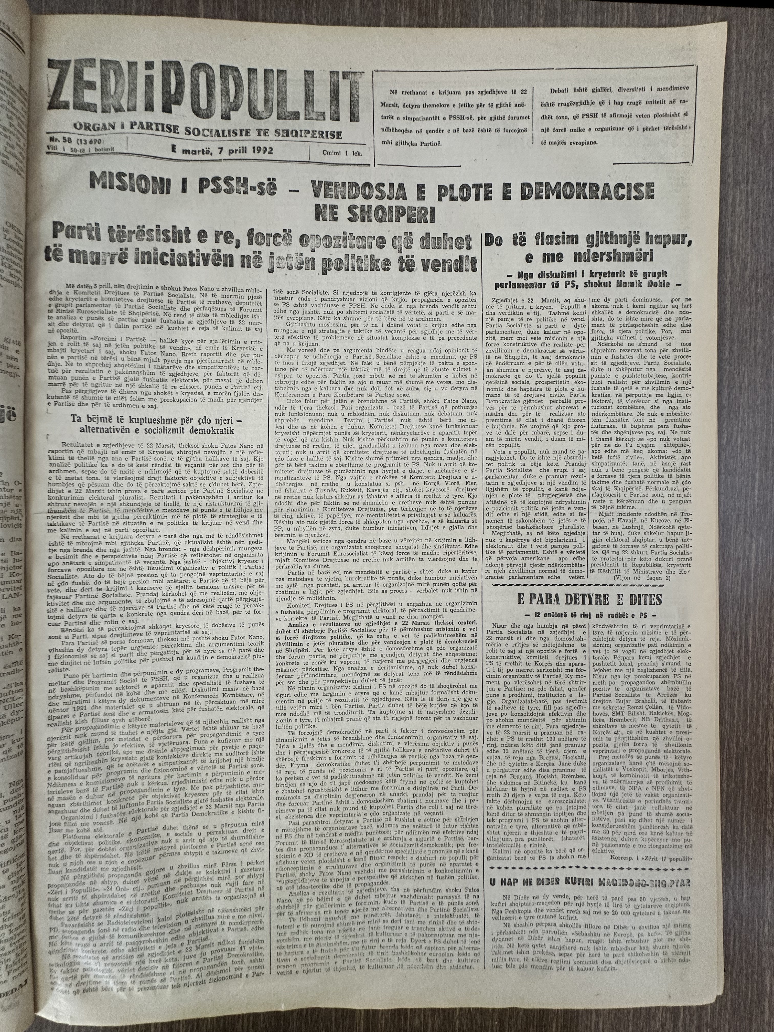 Zëri i Popullit 1992-04-07