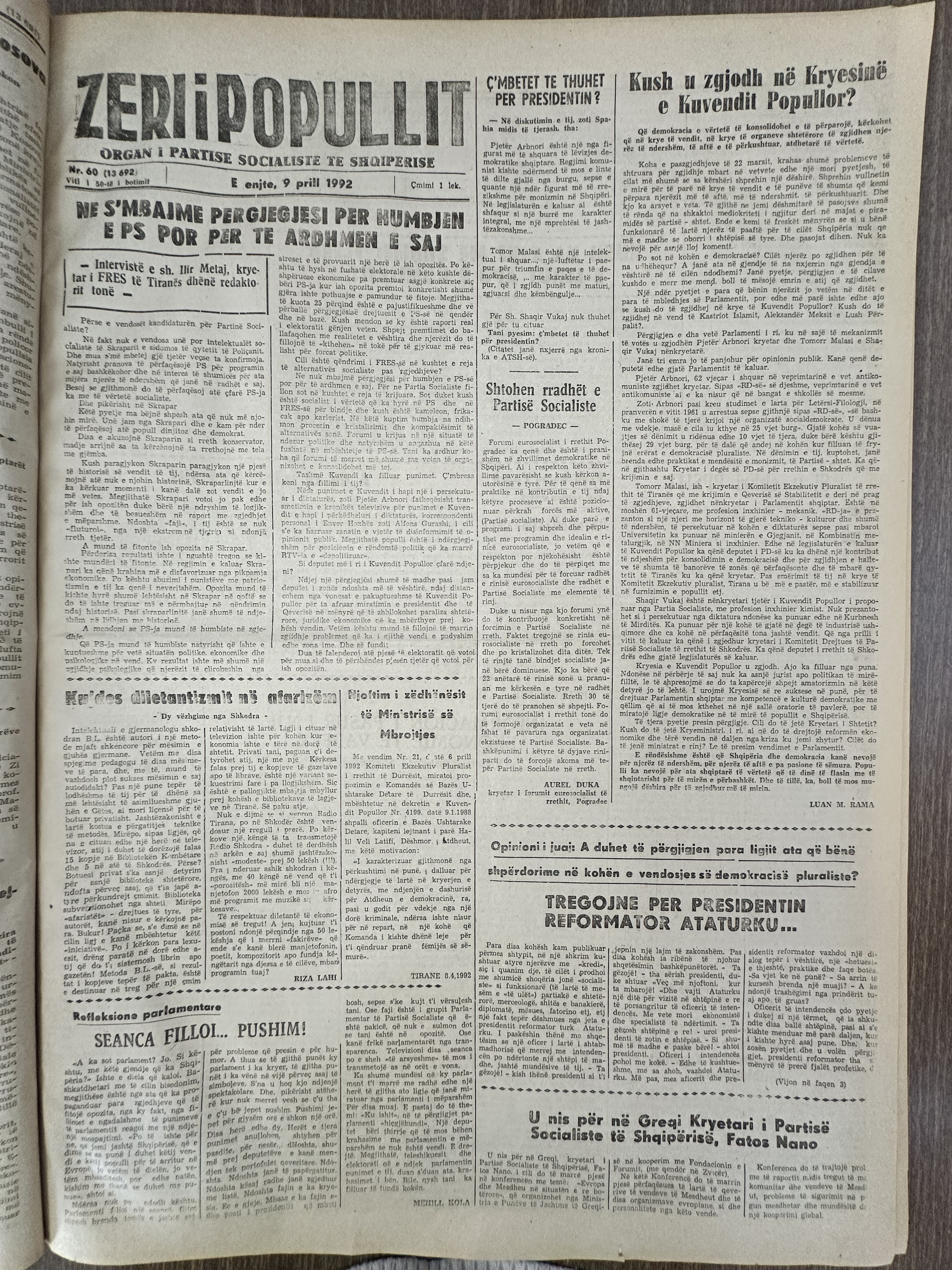 Zëri i Popullit 1992-04-09