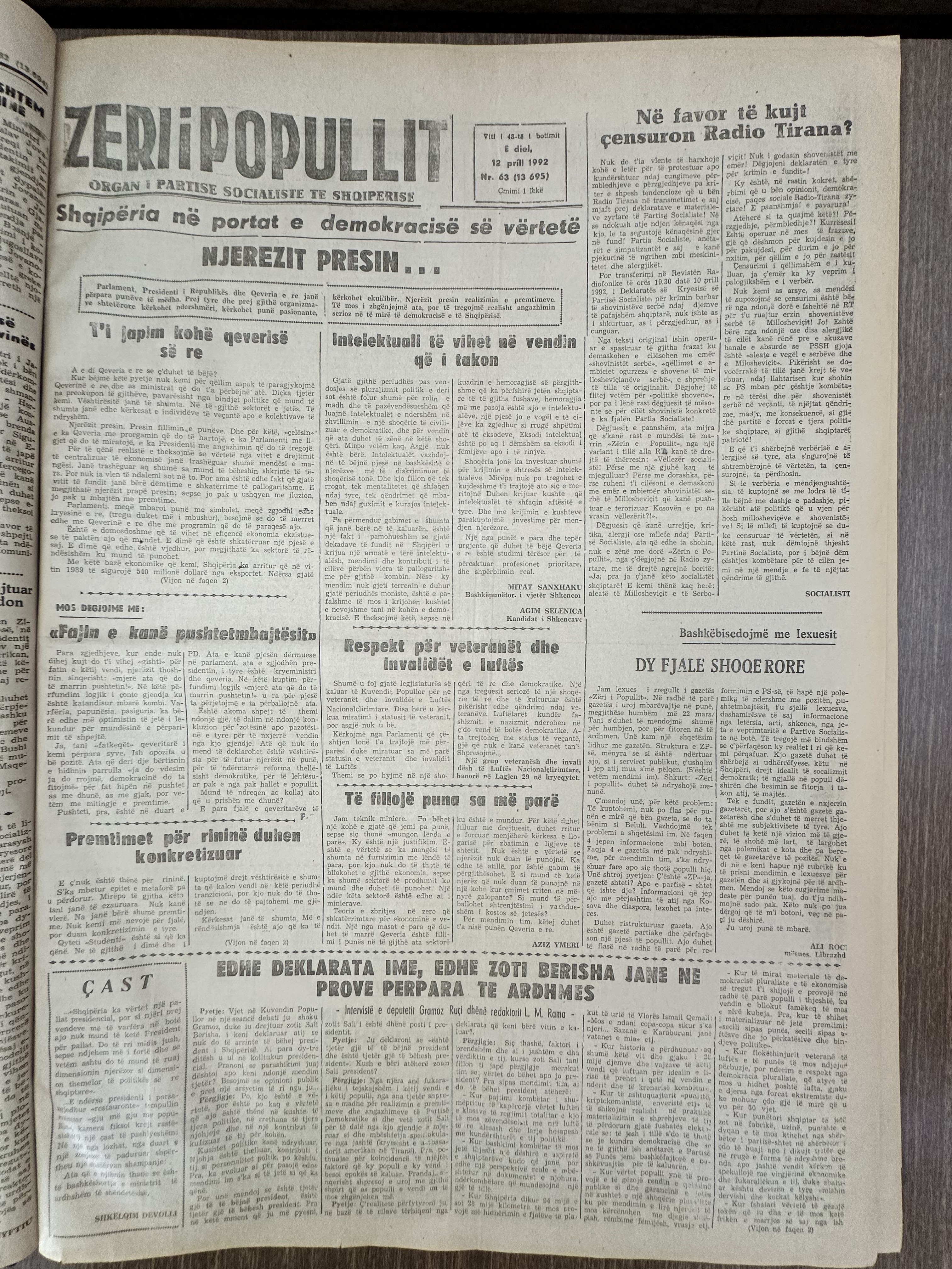 Zëri i Popullit 1992-06-12