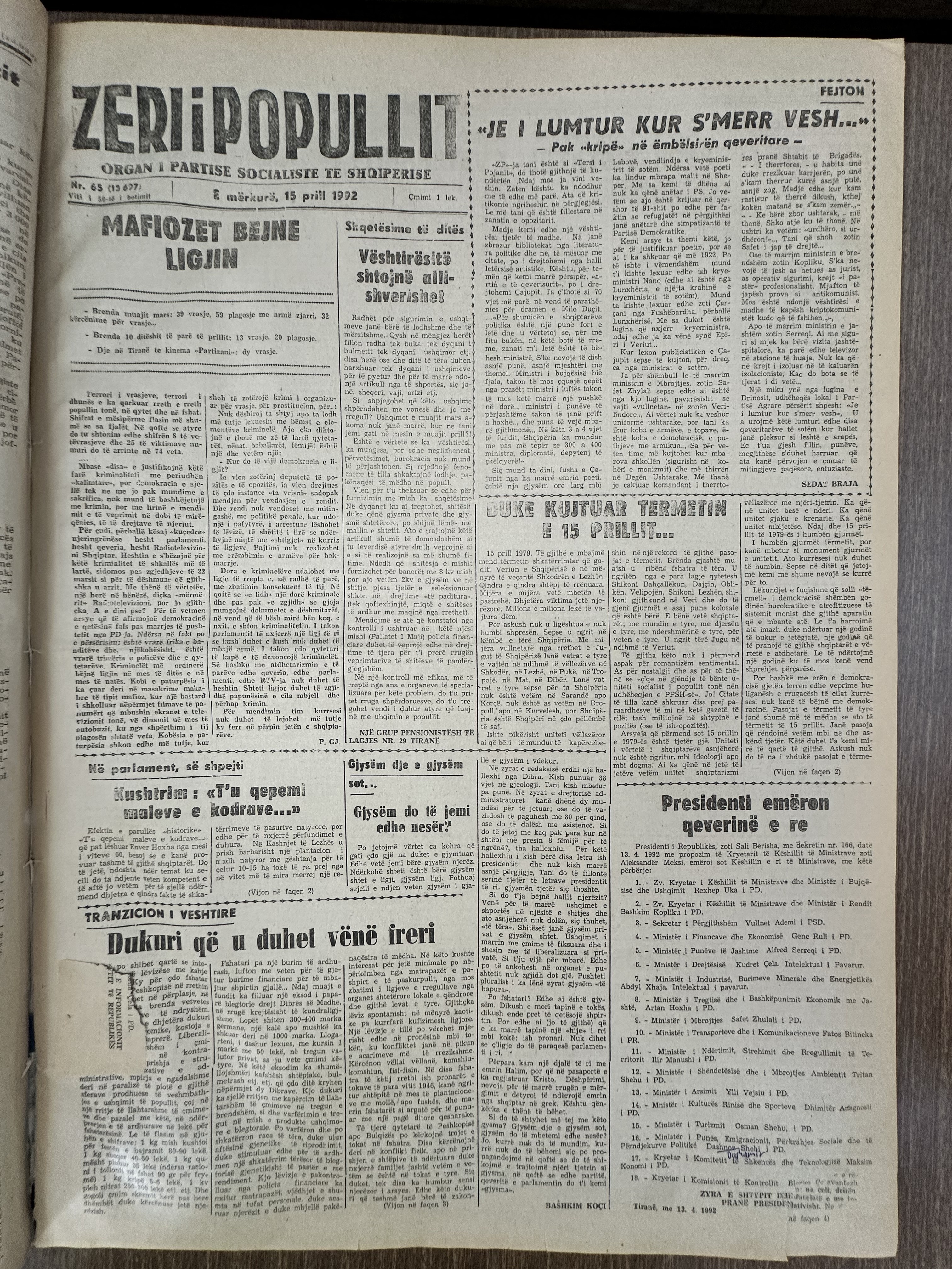 Zëri i Popullit 1992-04-15