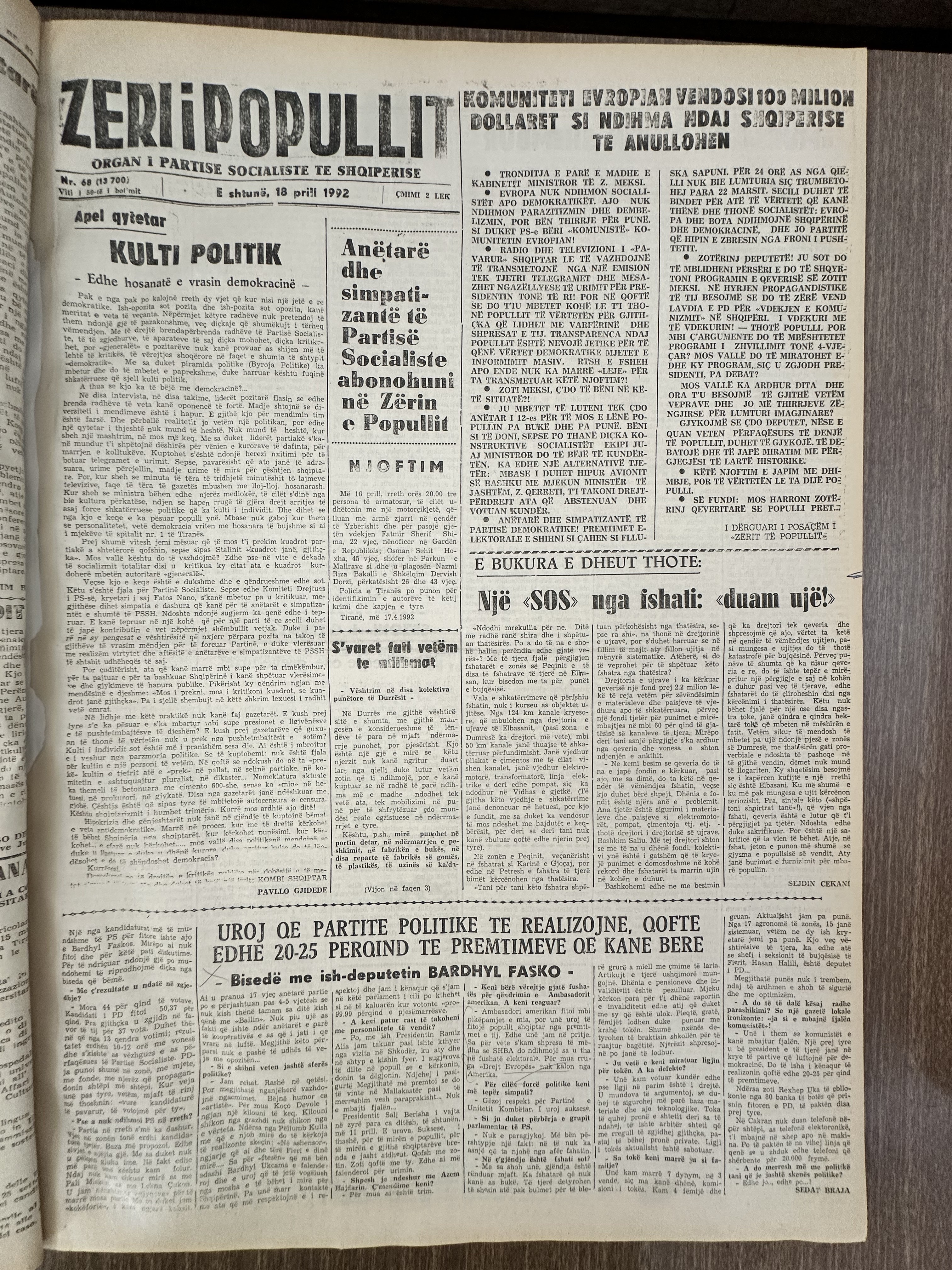 Zëri i Popullit 1992-04-18