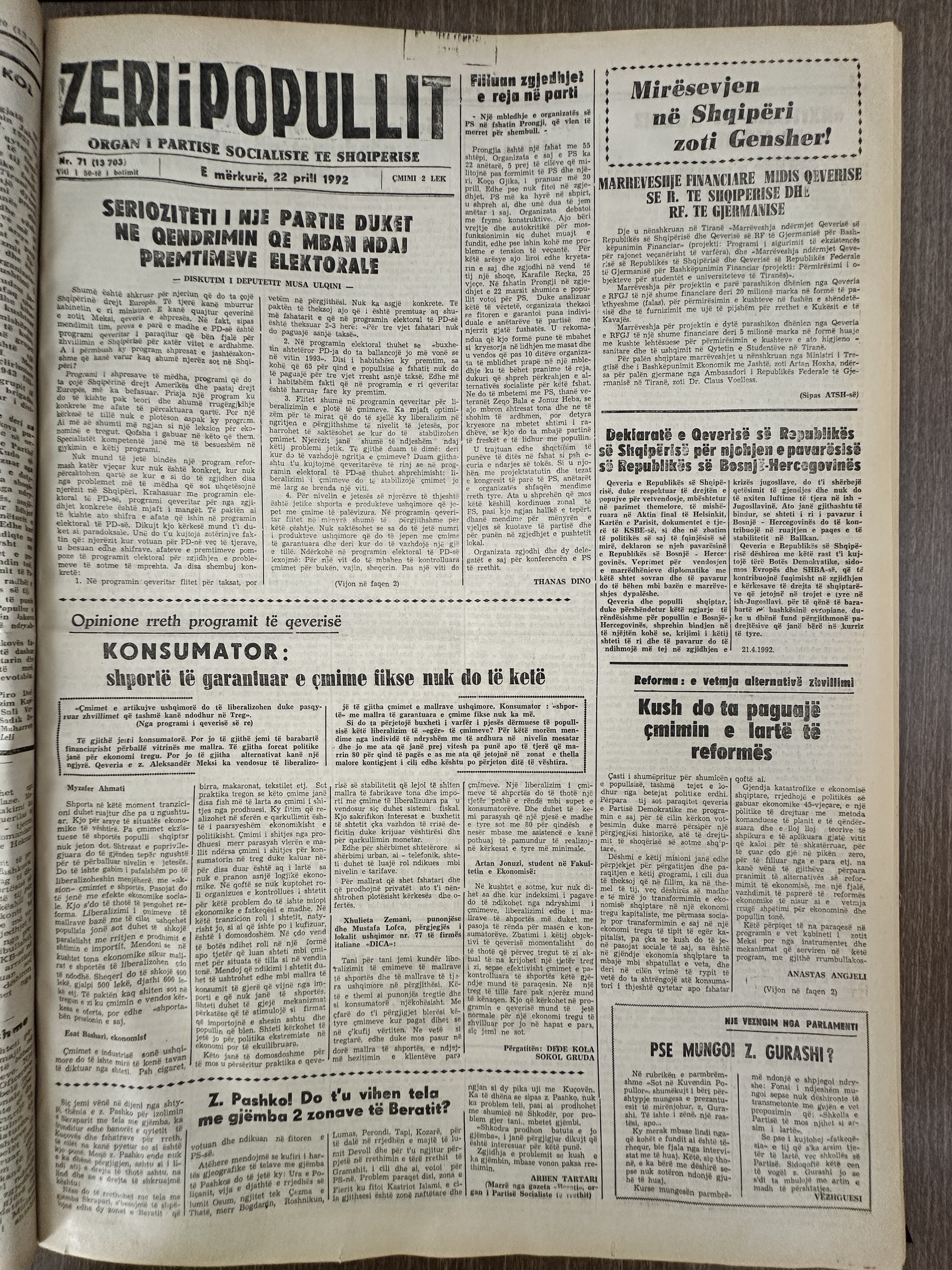 Zëri i Popullit 1992-04-22