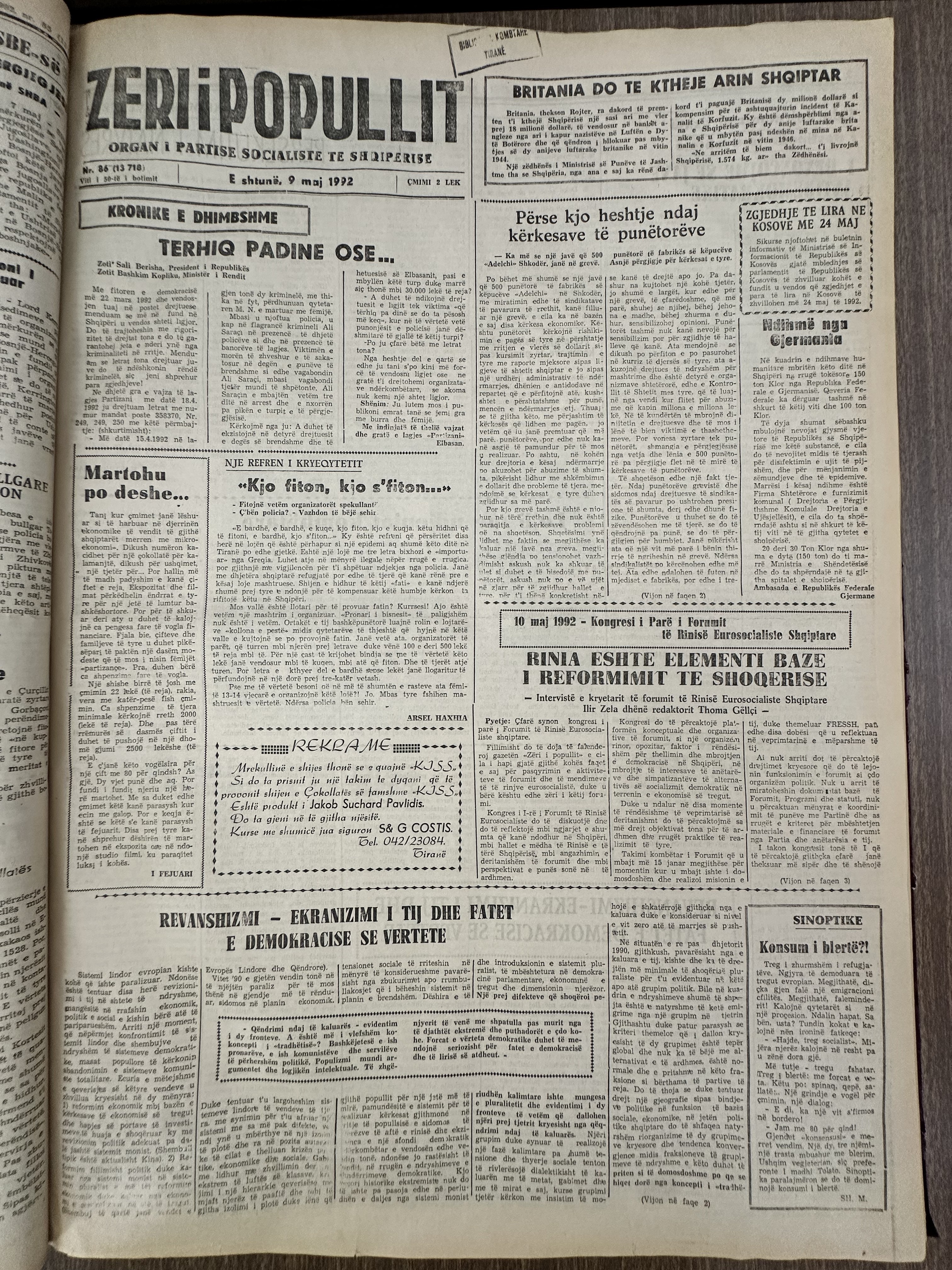 Zëri i Popullit 1992-05-09