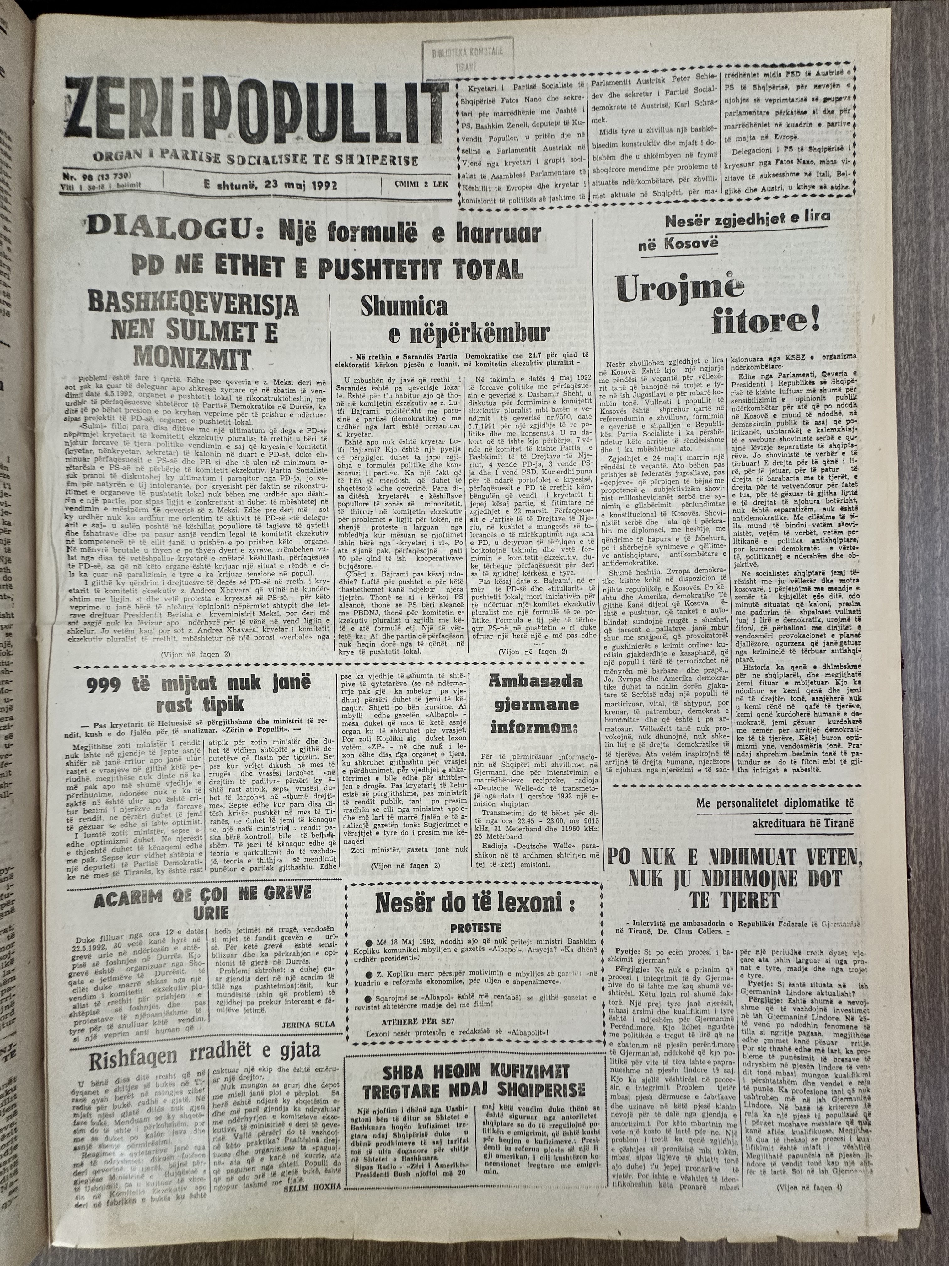 Zëri i Popullit 1992-05-23