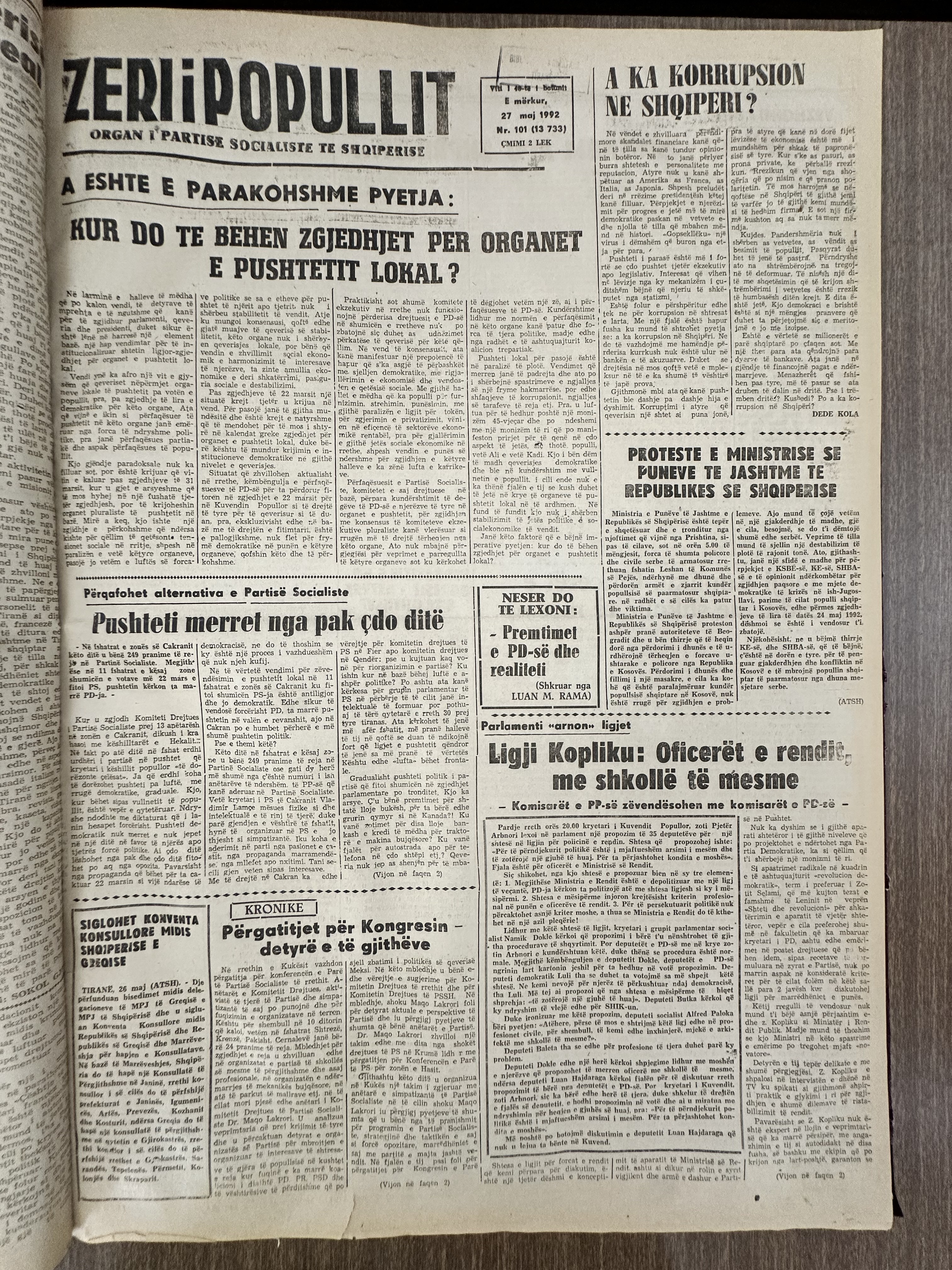 Zëri i Popullit 1992-05-27
