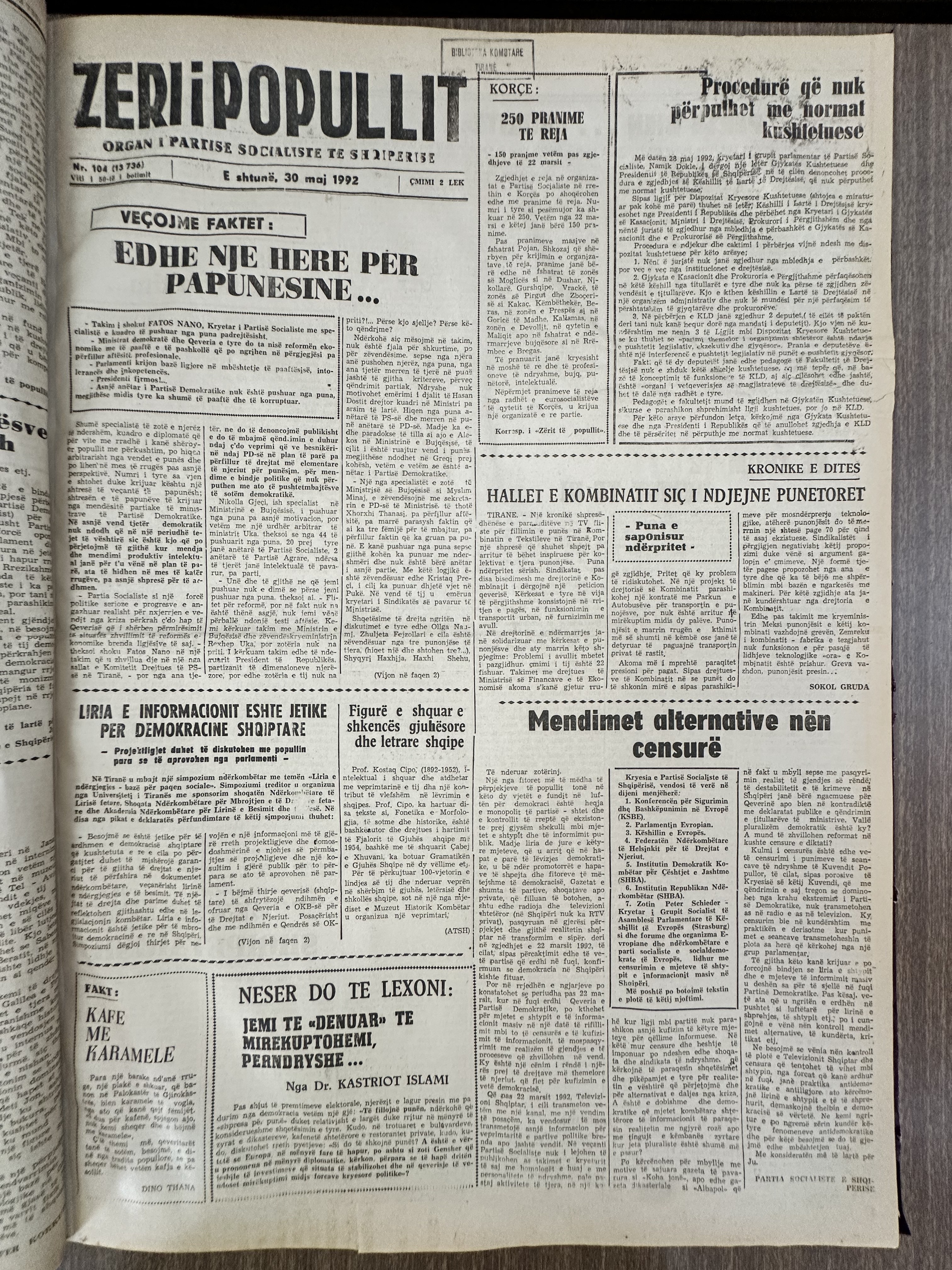 Zëri i Popullit 1992-05-30
