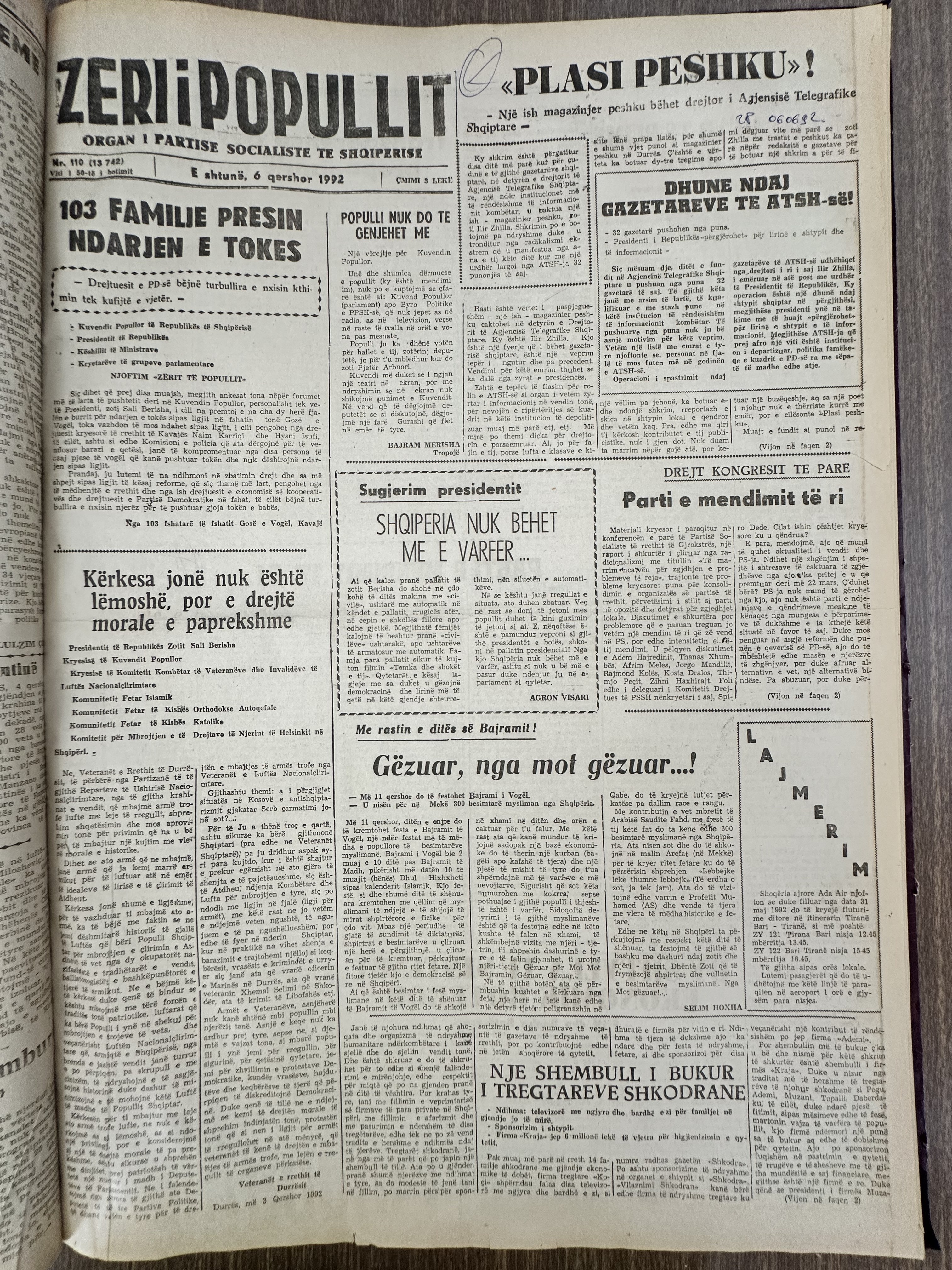 Zëri i Popullit 1992-06-06