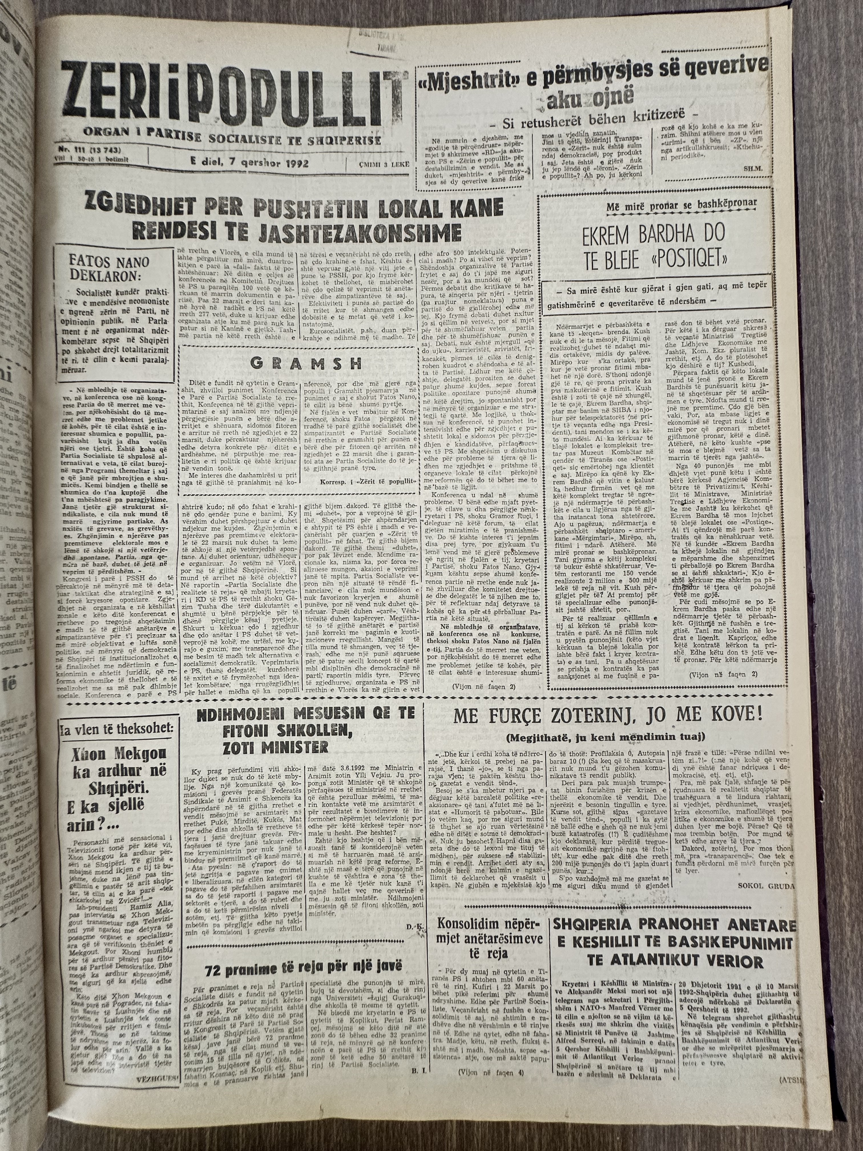 Zëri i Popullit 1992-06-07