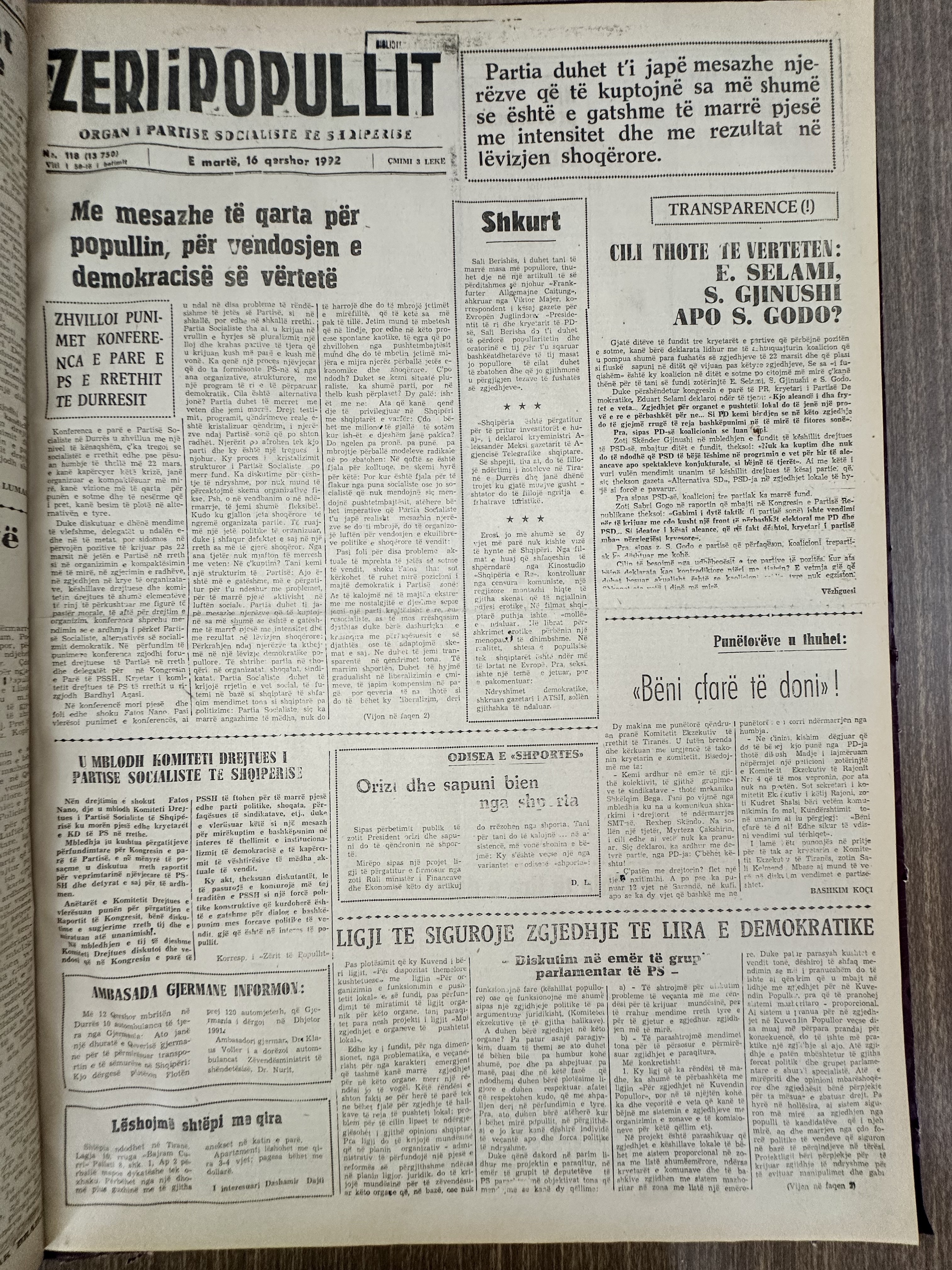Zëri i Popullit 1992-06-16