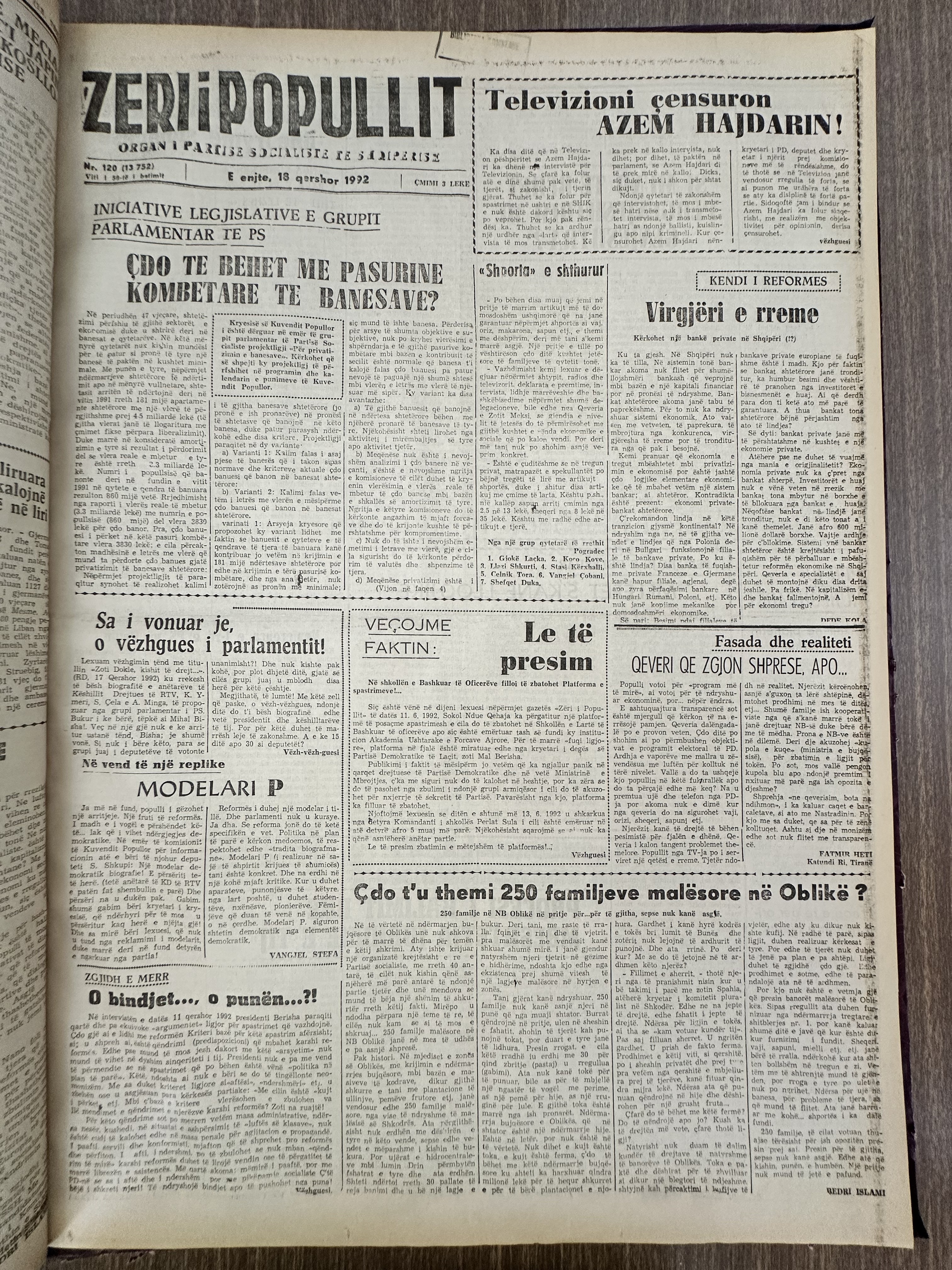 Zëri i Popullit 1992-06-18