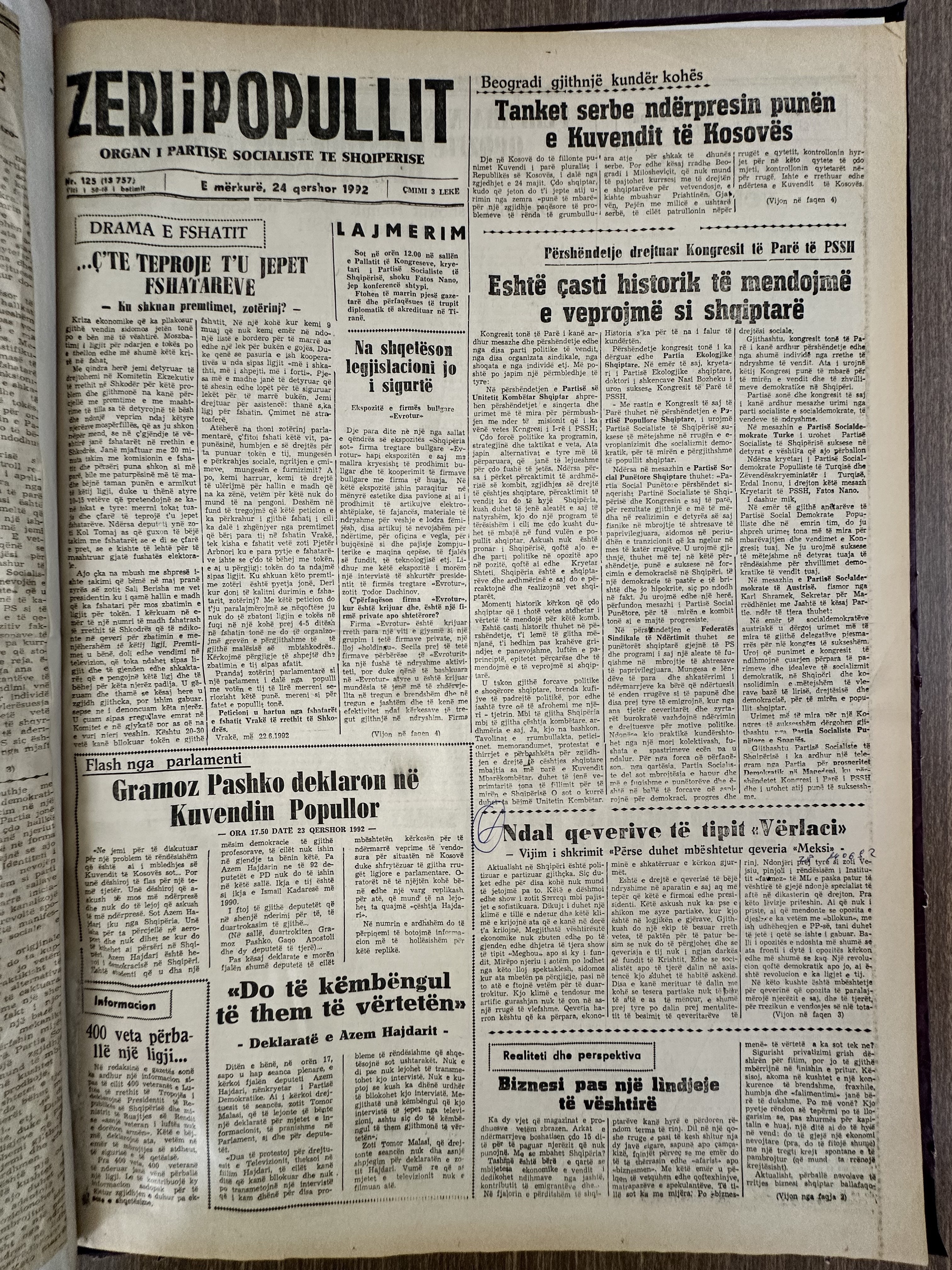 Zëri i Popullit 1992-06-24