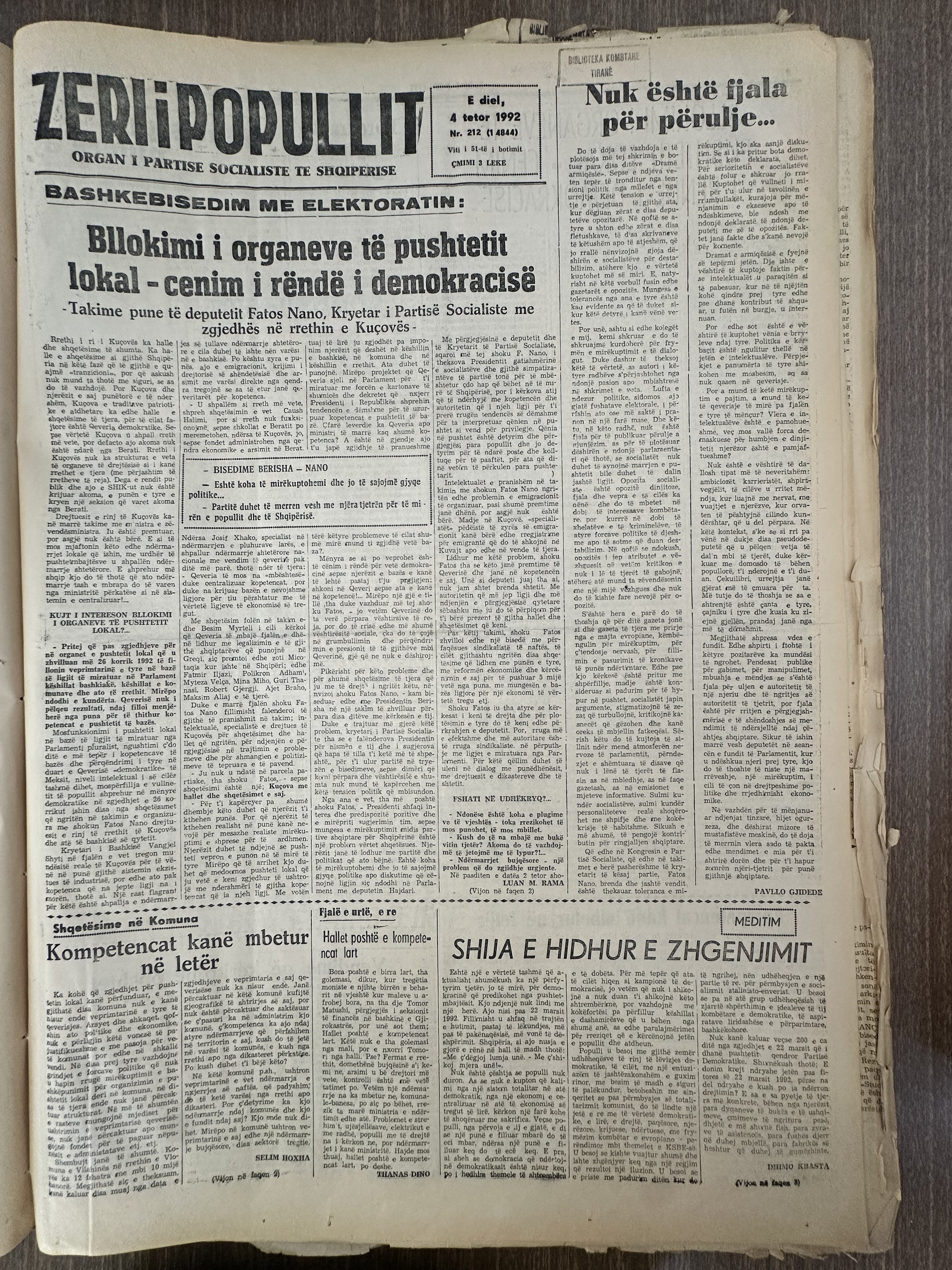 Zëri i Popullit 1992-10-04
