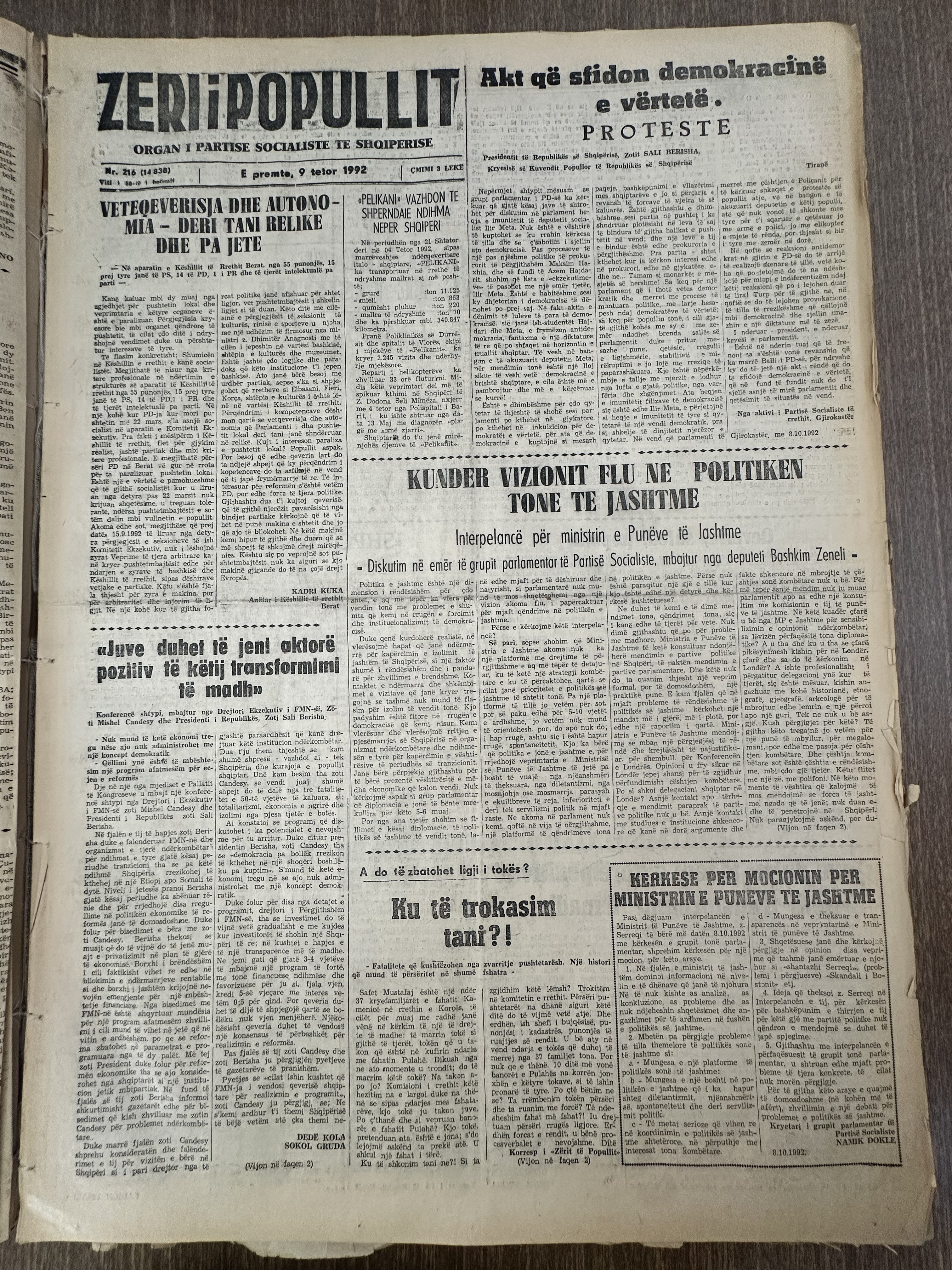 Zëri i Popullit 1992-10-09