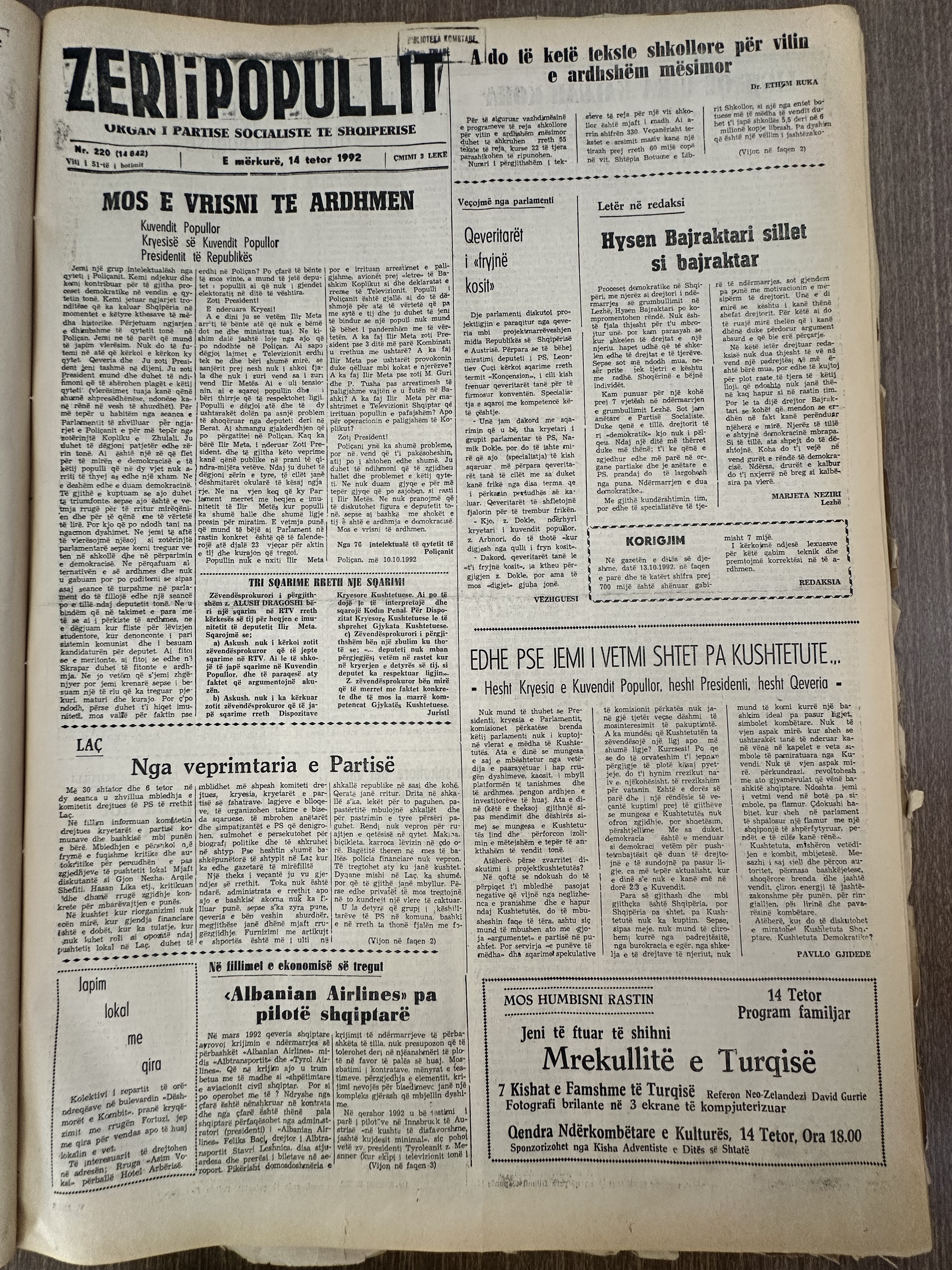 Zëri i Popullit 1992-10-14