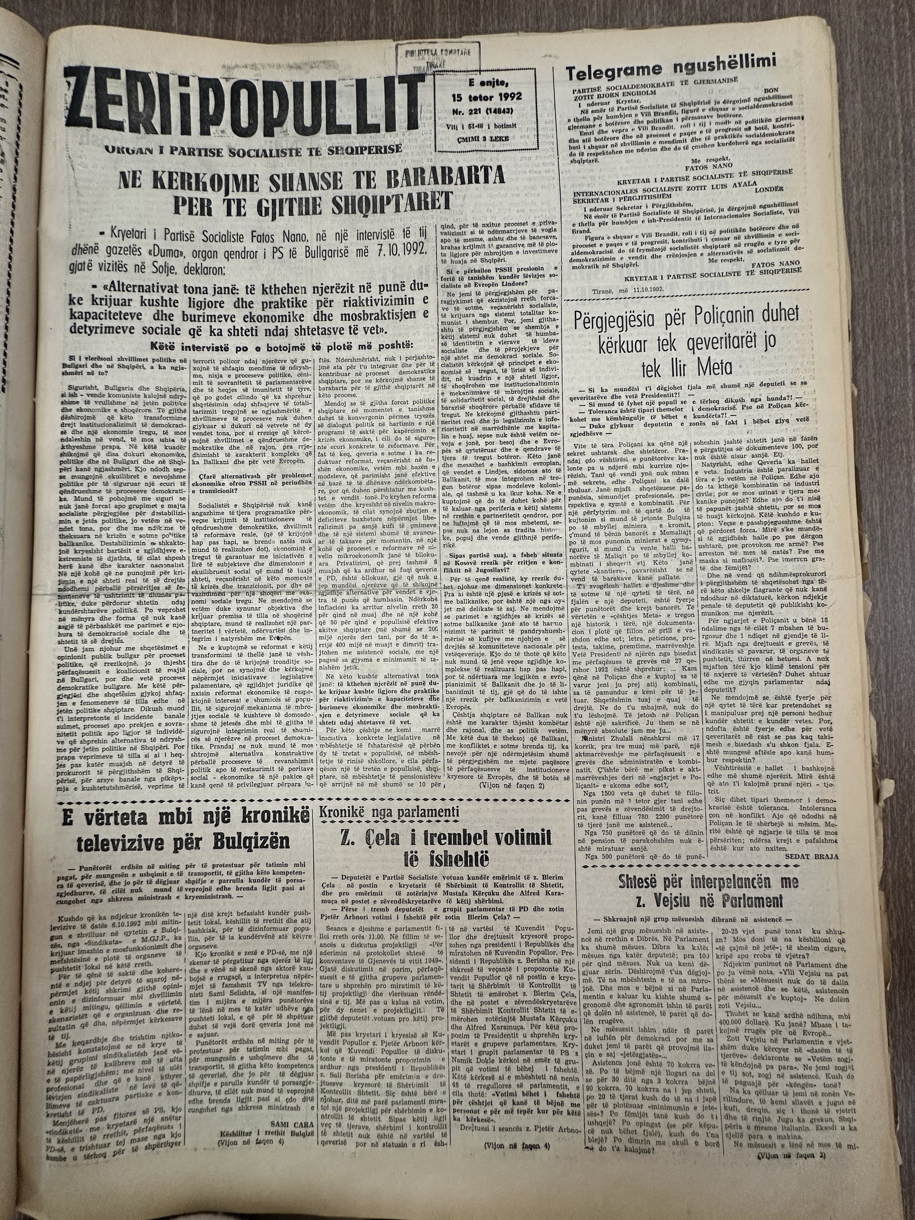 Zëri i Popullit 1992-10-15