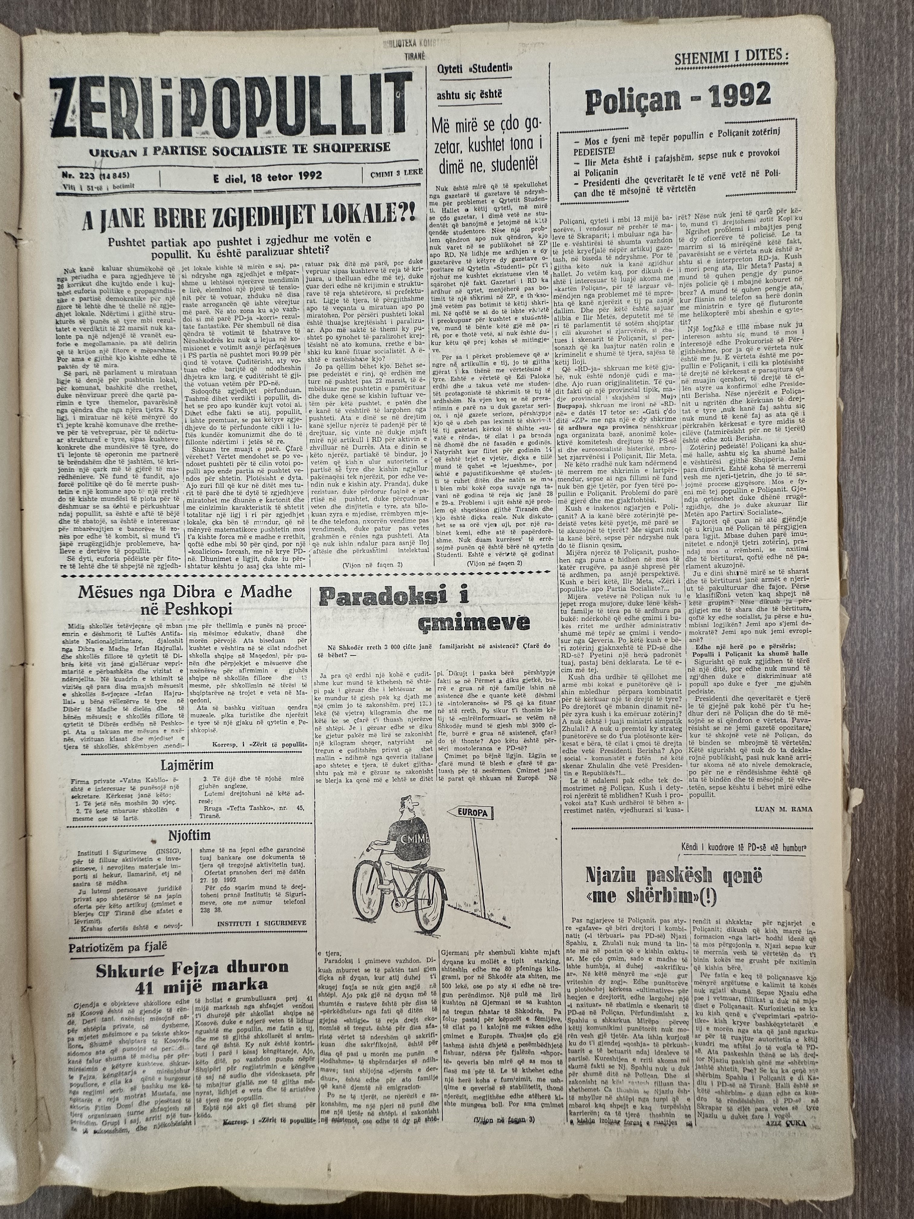 Zëri i Popullit 1992-10-18