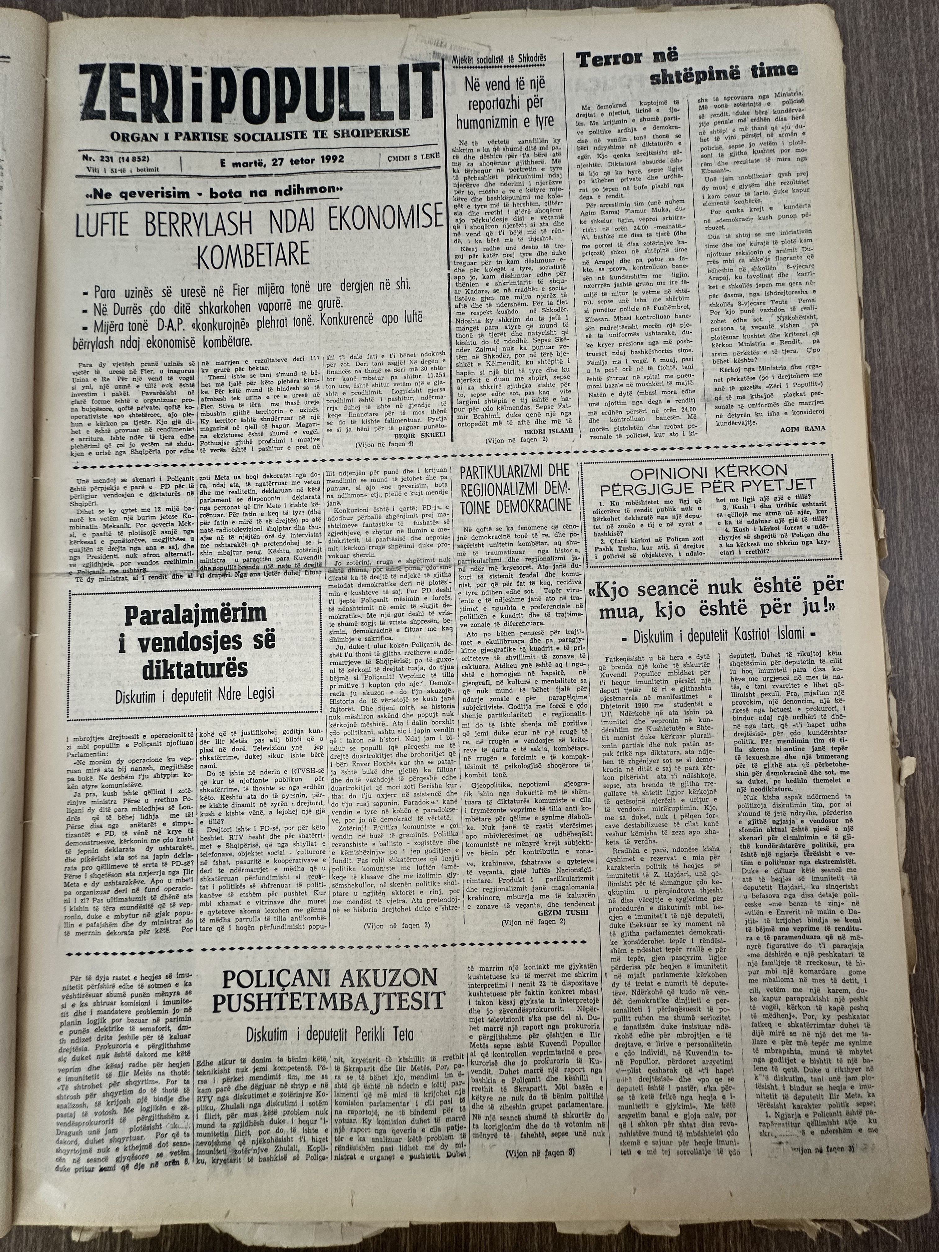 Zëri i Popullit 1992-10-27