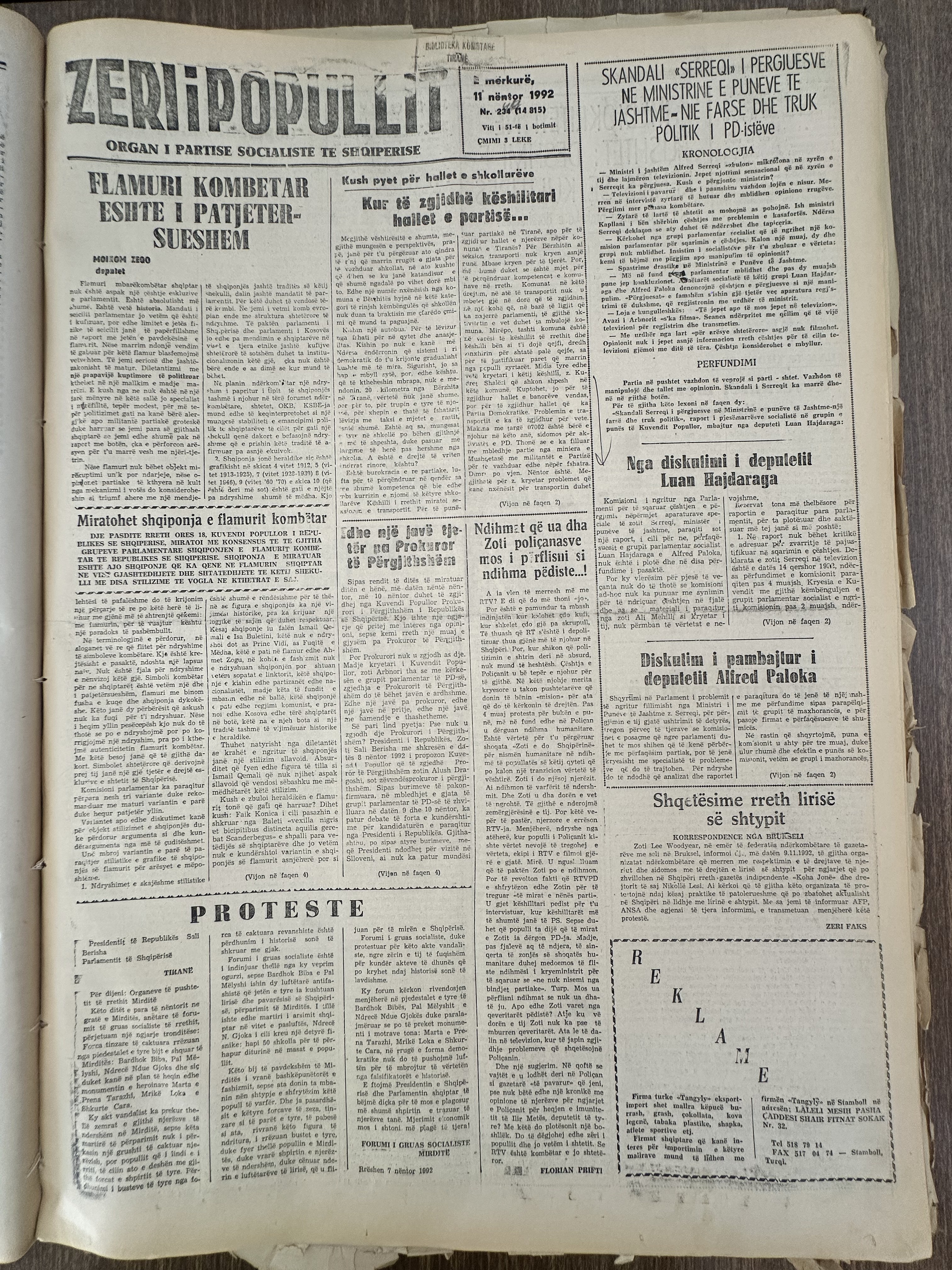 Zëri i Popullit 1992-03-11