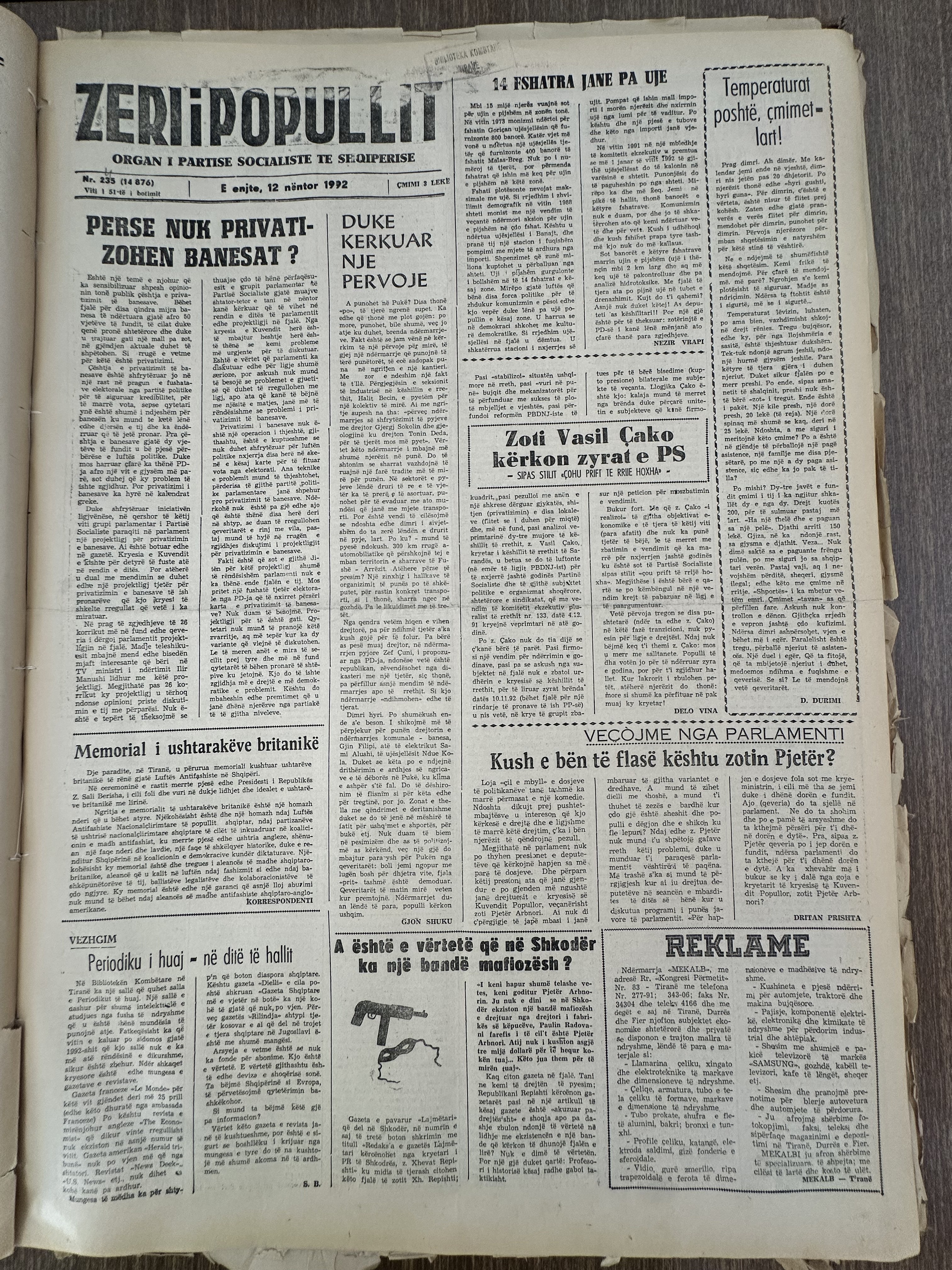 Zëri i Popullit 1992-11-12