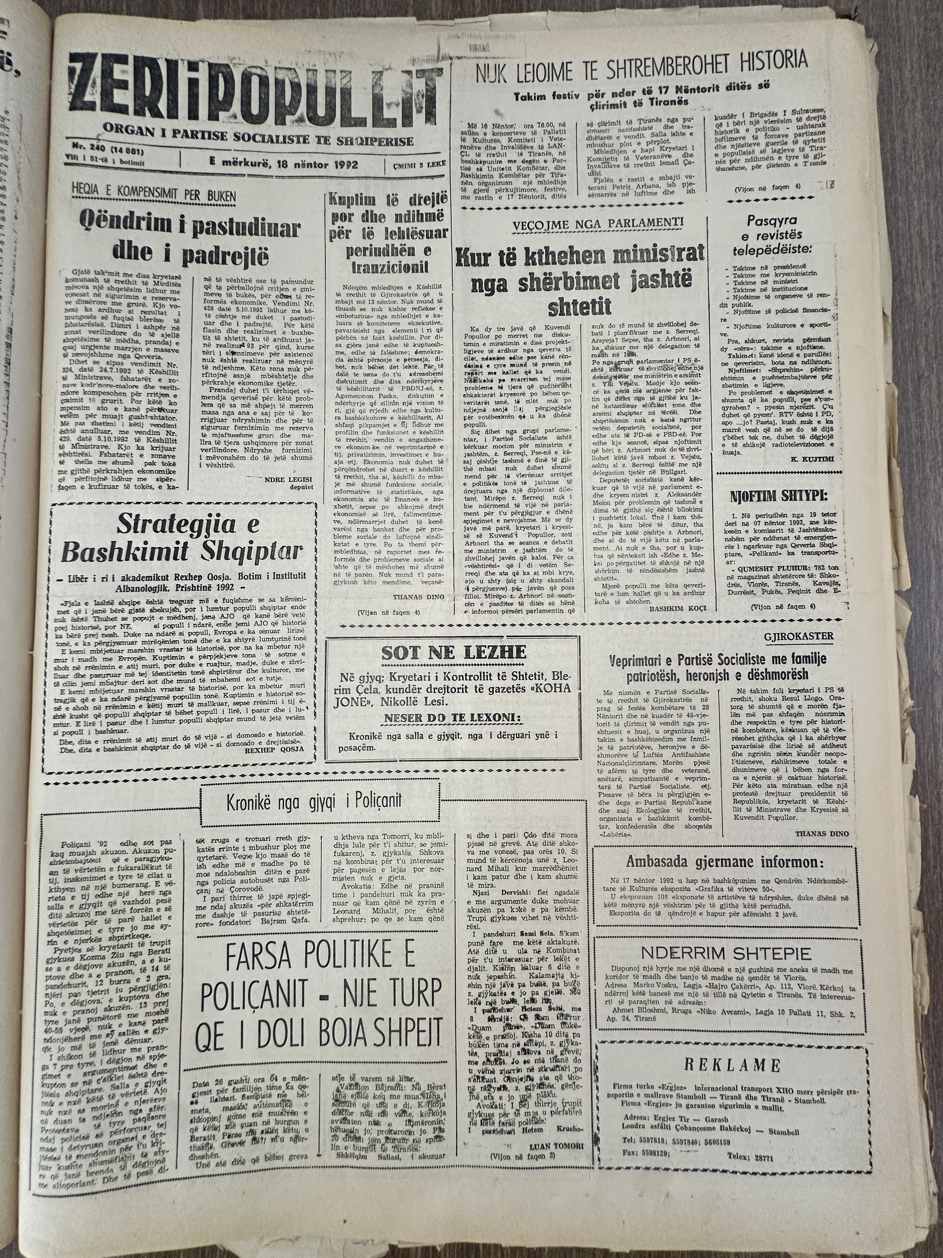 Zëri i Popullit 1992-11-18