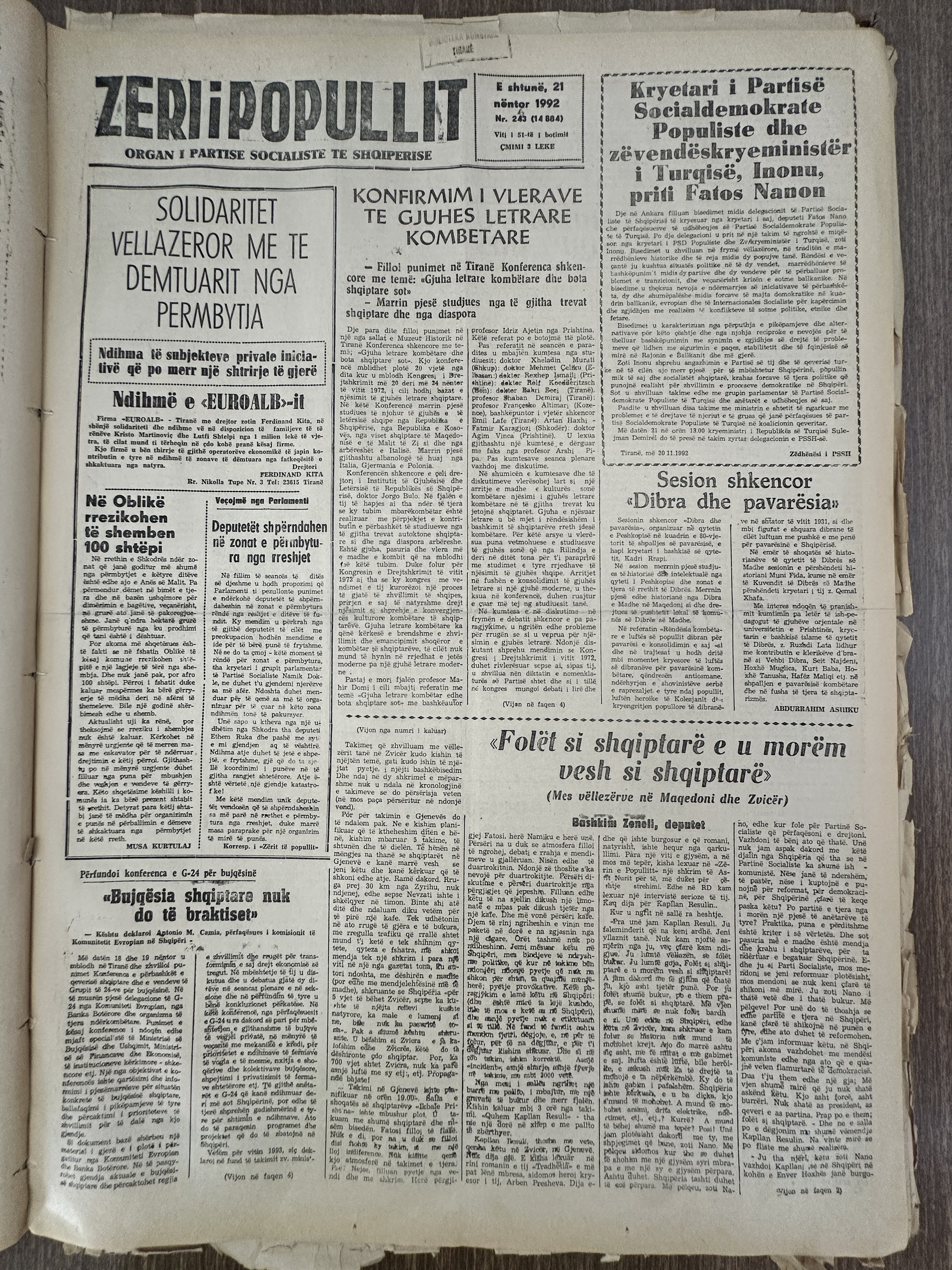 Zëri i Popullit 1992-03-21