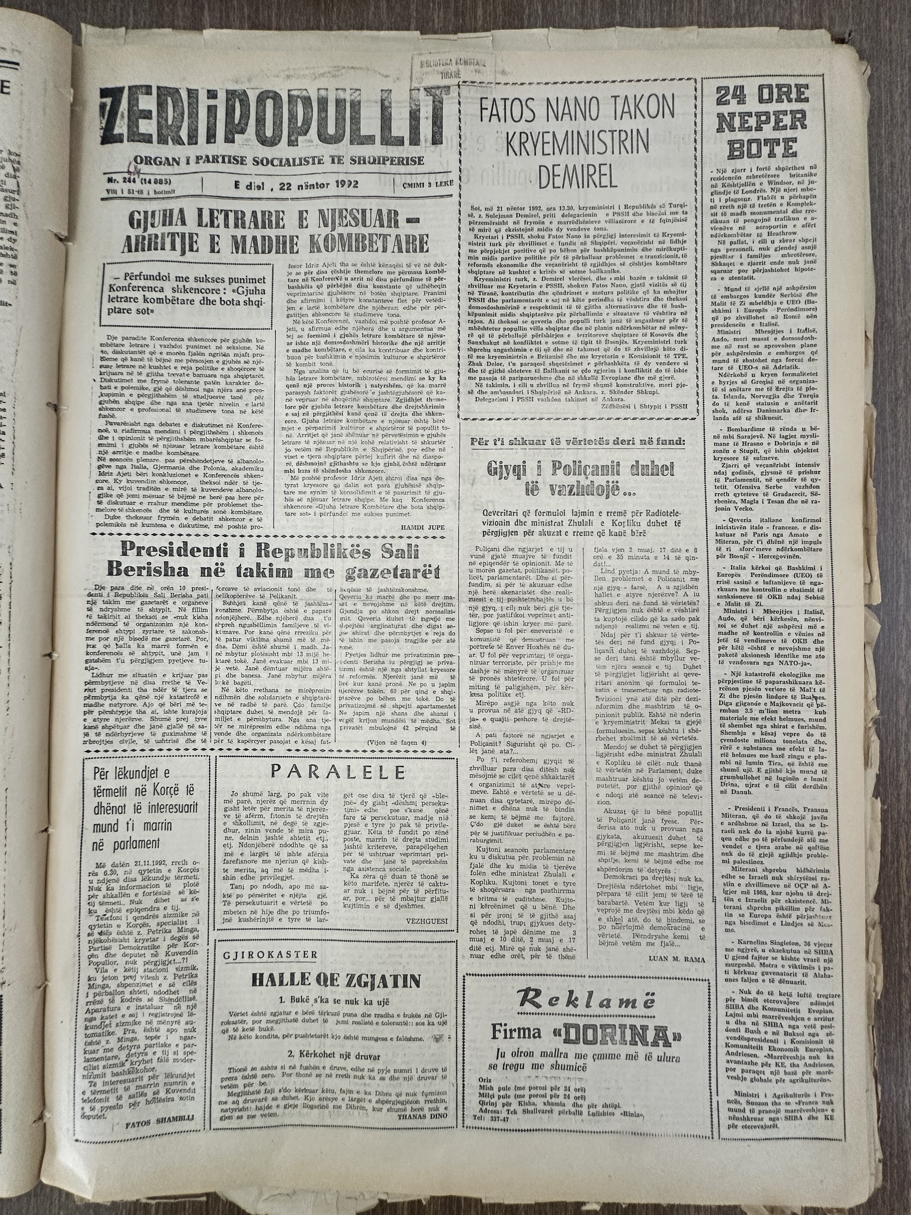 Zëri i Popullit 1992-03-22