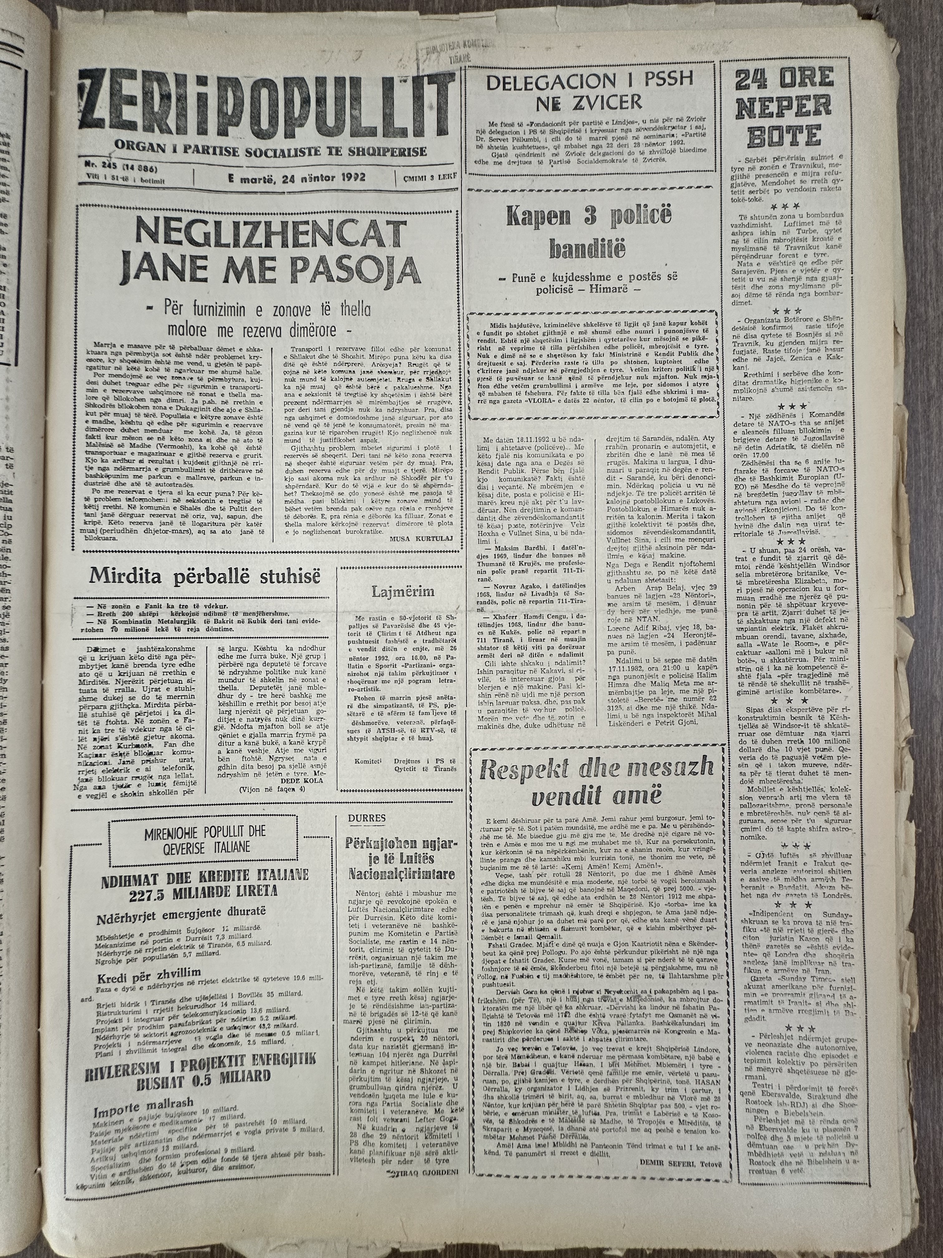 Zëri i Popullit 1992-11-24