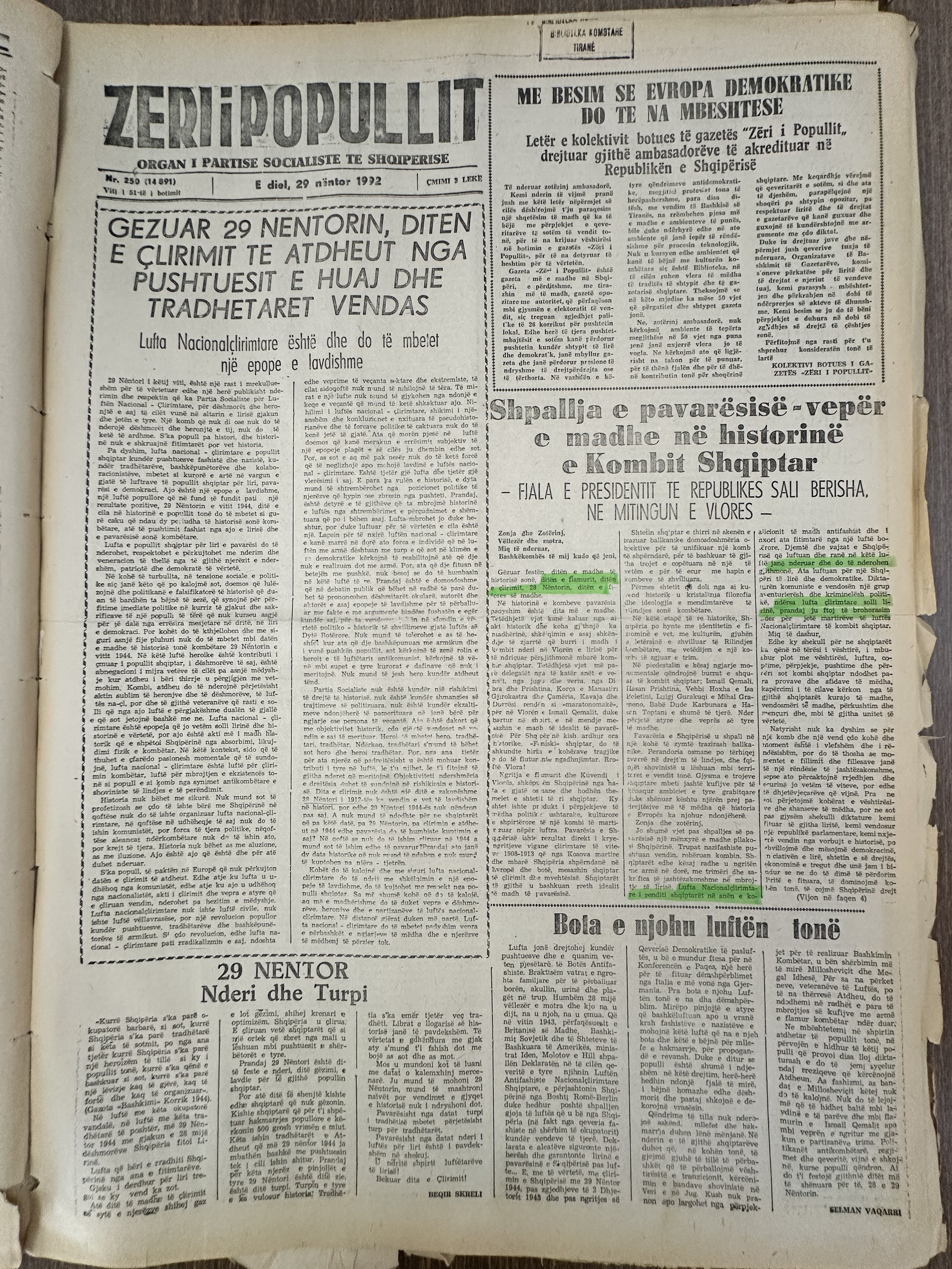 Zëri i Popullit 1992-03-29