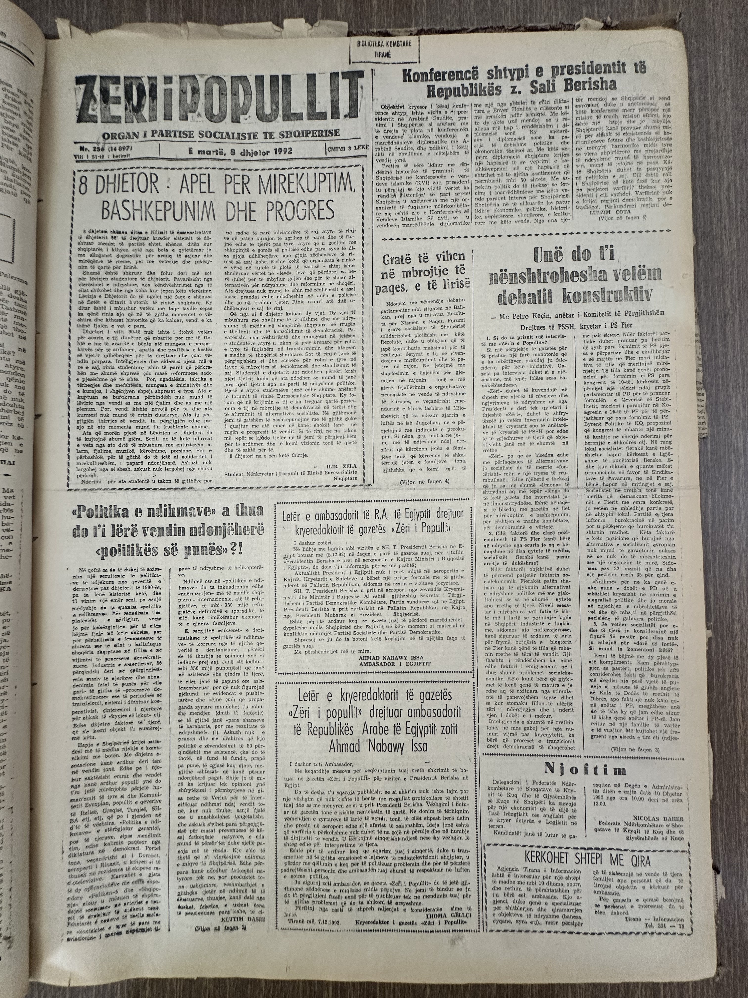 Zëri i Popullit 1992-12-08